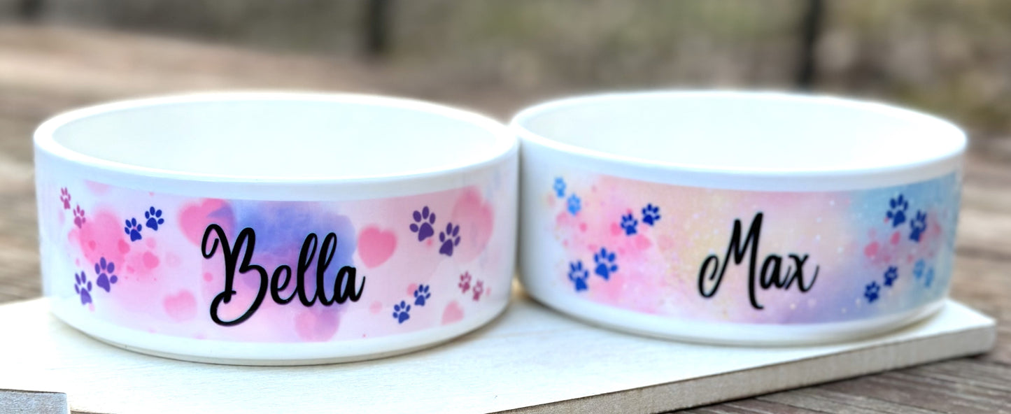 Personalized Ceramic Pet Food Bowls, Medium Size, 2.5 Cup