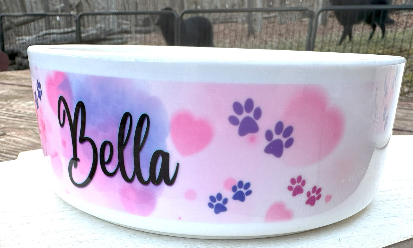 Personalized Ceramic Pet Food Bowls, Medium Size, 2.5 Cup