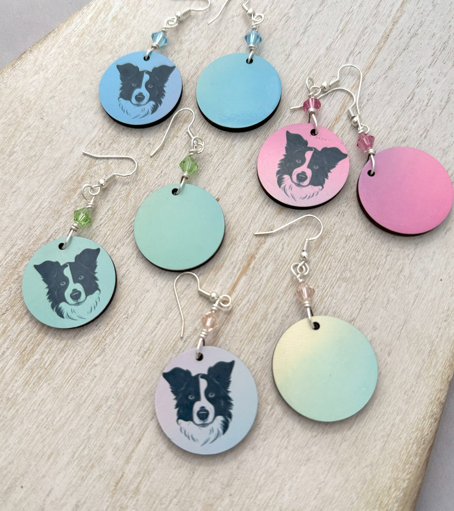 Border Collie Earrings, Silver Plated Ear Wires
