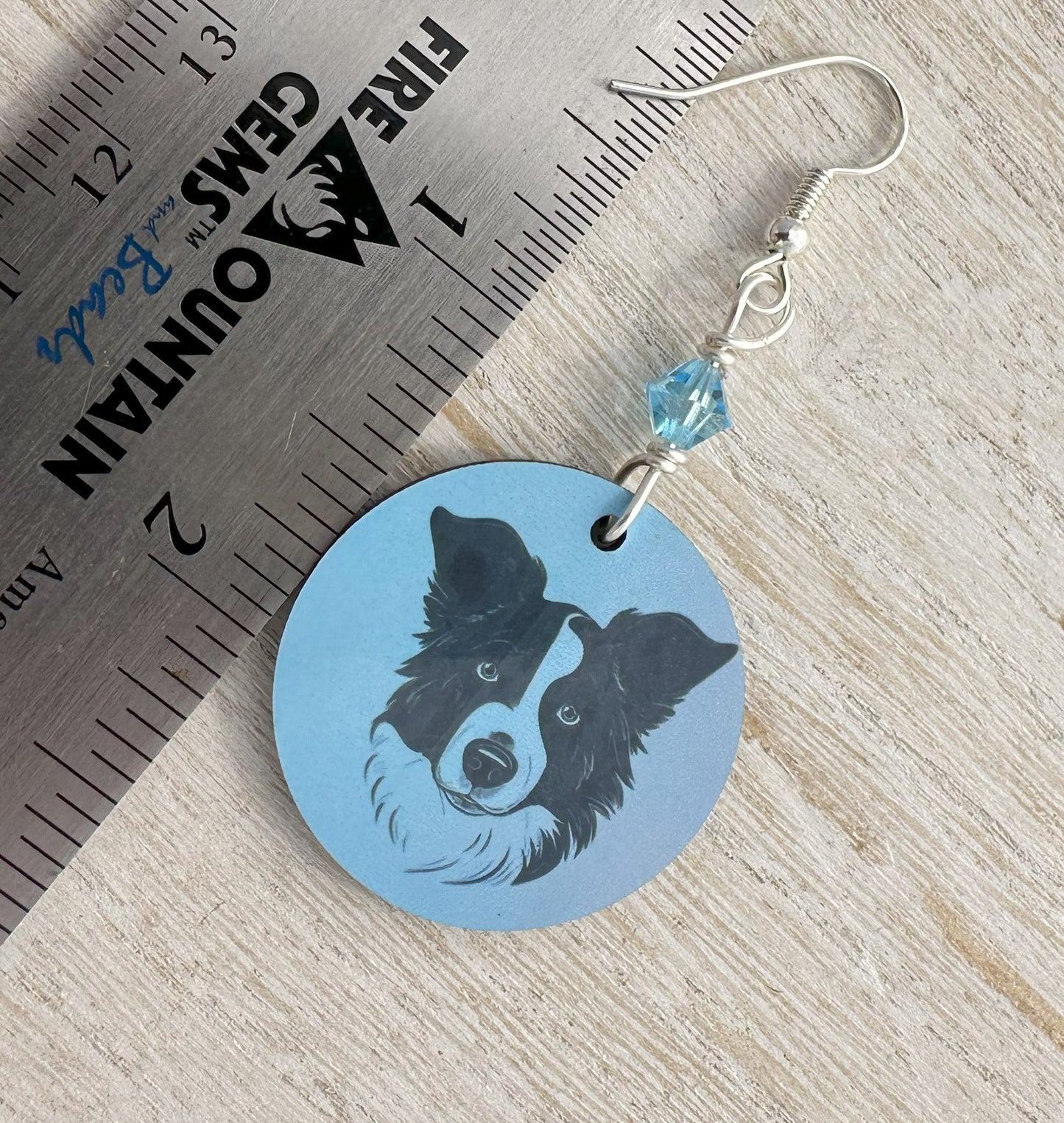 Border Collie Earrings, Silver Plated Ear Wires
