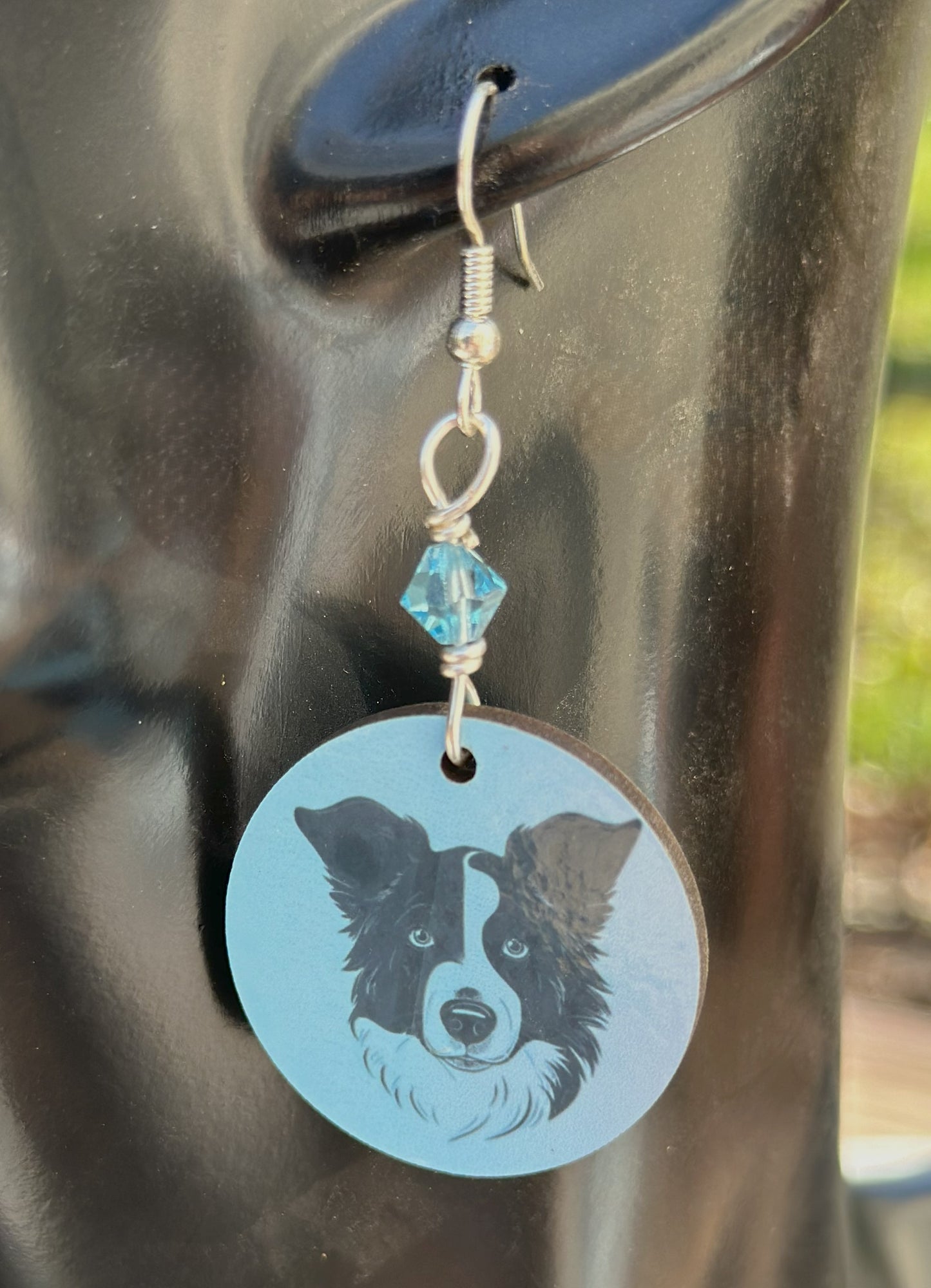 Border Collie Earrings, Silver Plated Ear Wires