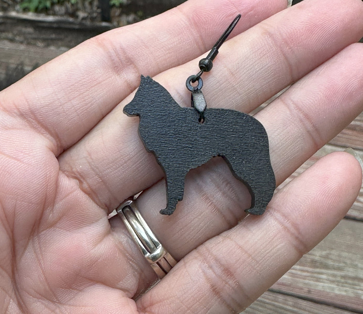 Belgian Sheepdog Wood Earrings, Hand Painted with Stainless Steel Ear Wires