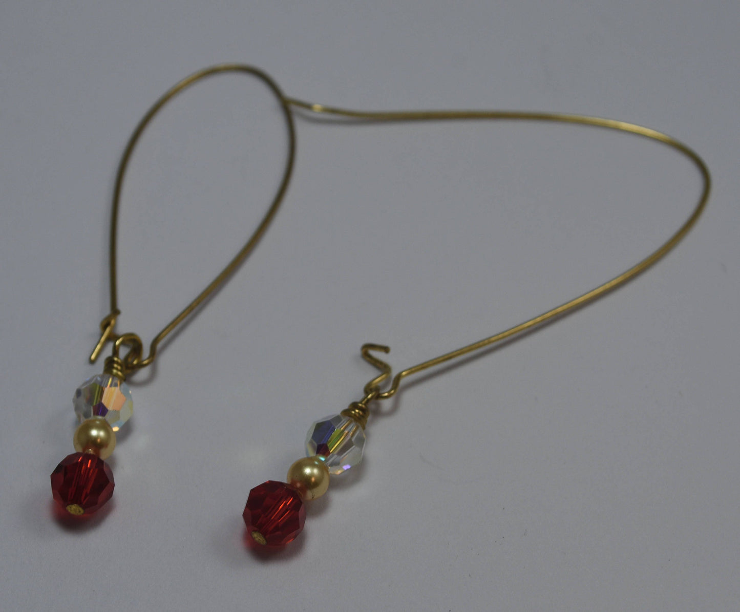 Crystal and Gold Filled Earrings, , Gold Pearl, Dangle Earrings, 2.5"