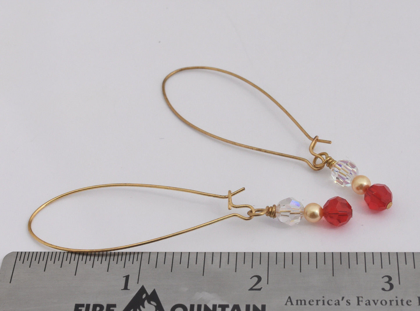 Crystal and Gold Filled Earrings, , Gold Pearl, Dangle Earrings, 2.5"