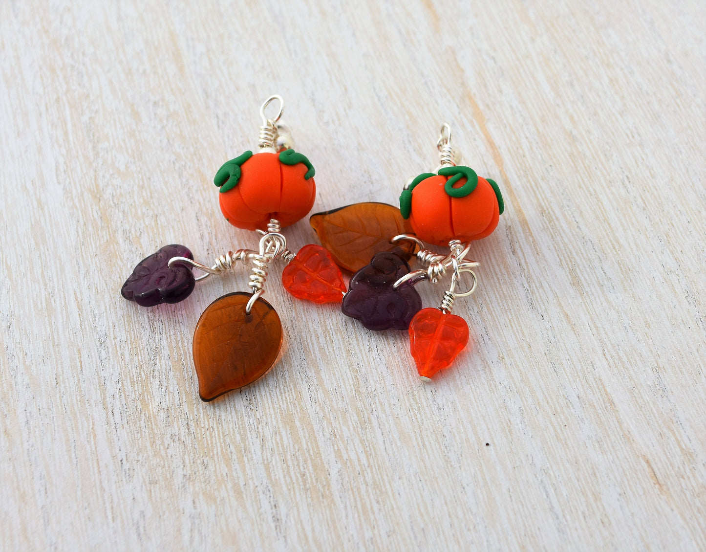 Fall Pumpkin Earrings, Sterling Silver Ear Studs, 2"