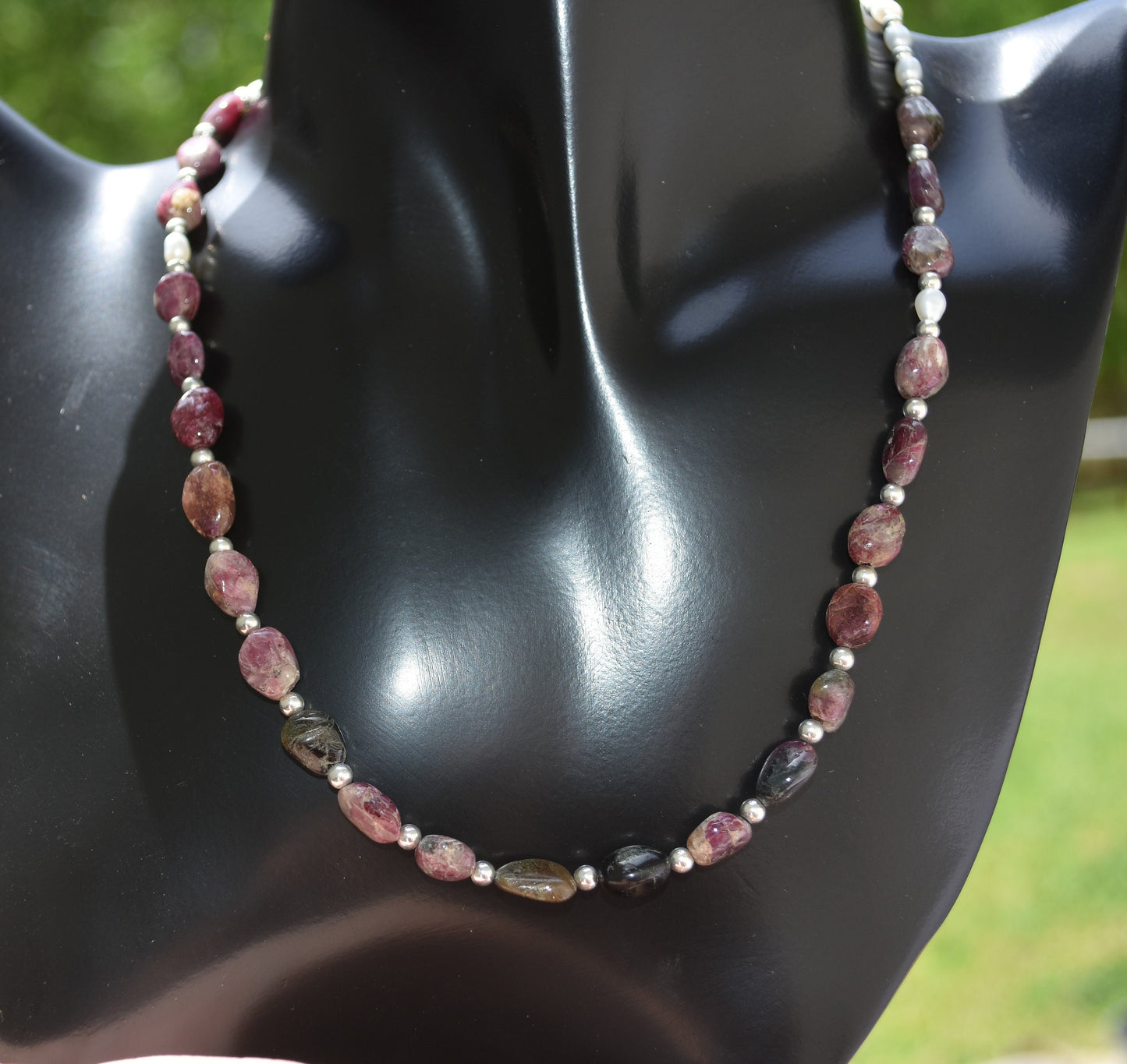 Tourmaline Necklace and Earring Set, Sterling Silver, Gift Set