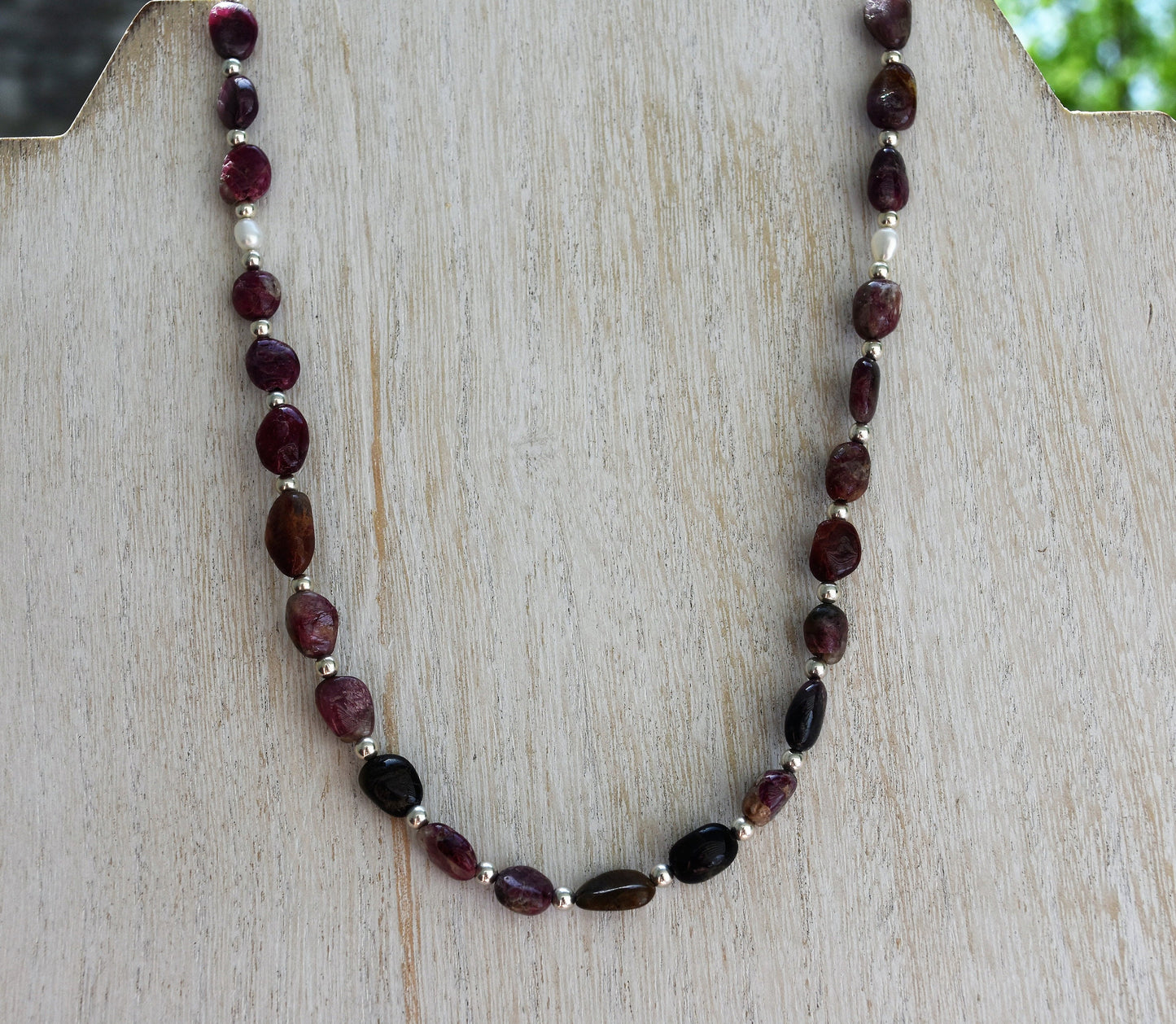 Tourmaline Necklace and Earring Set, Sterling Silver, Gift Set