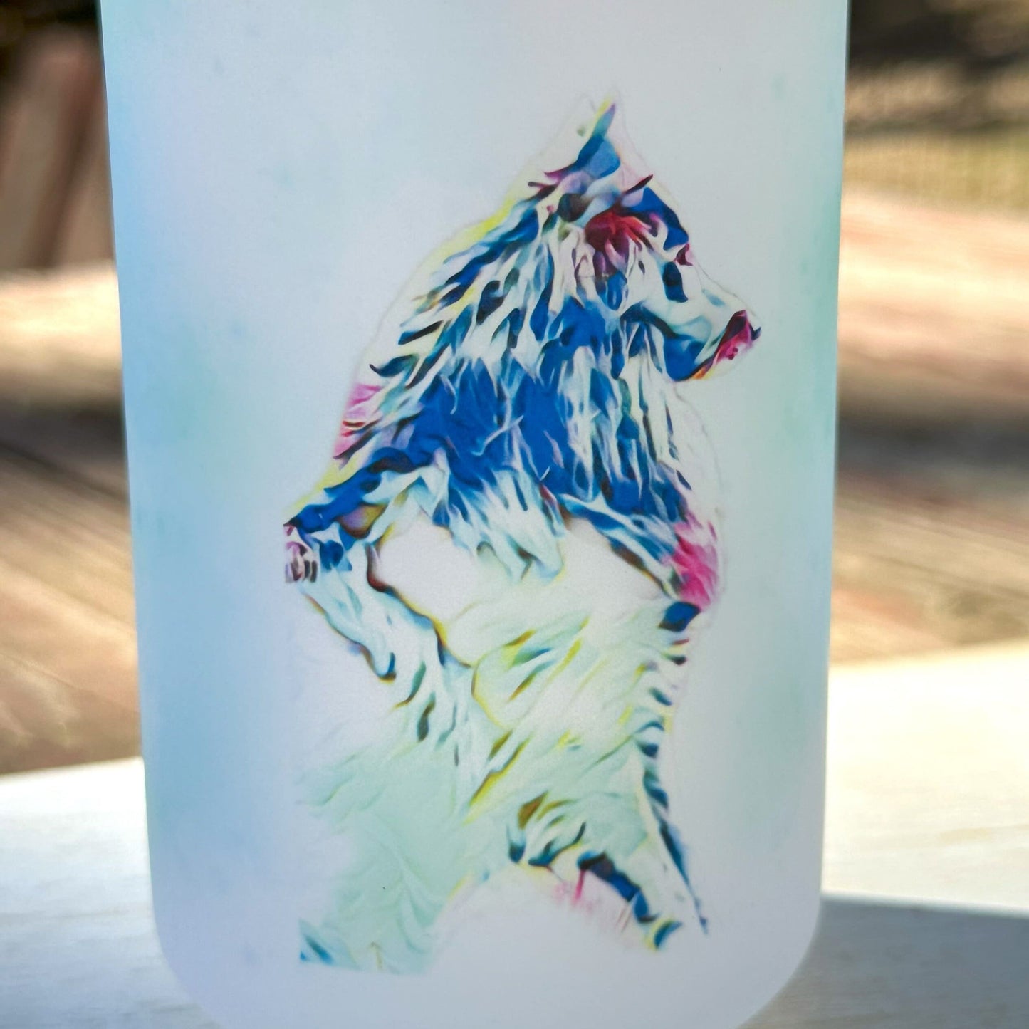 Belgian Sheepdog Frosted Glass Beer Can Mug, 18oz Glass Spill Proof Cup