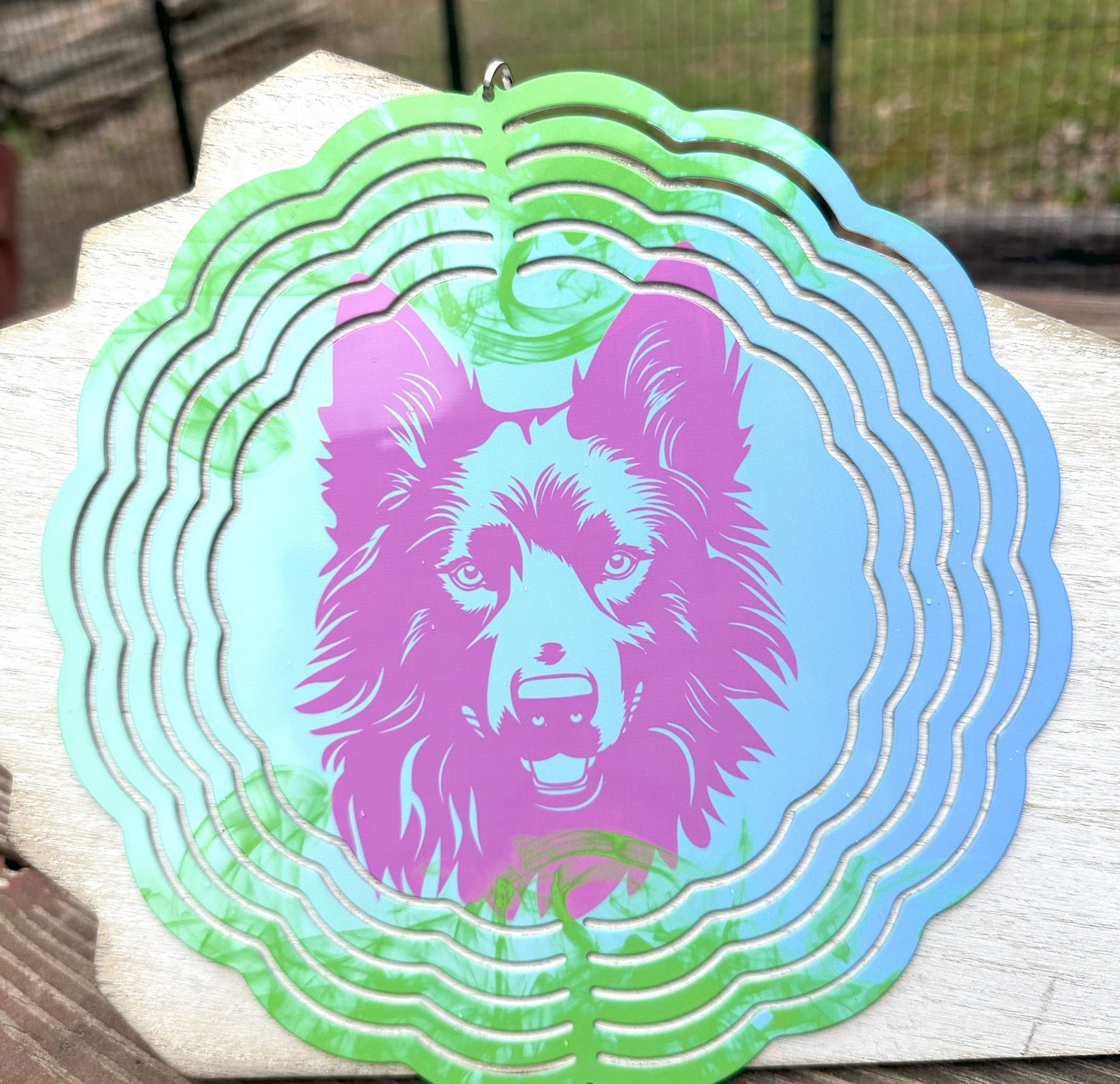 Personalized Dog Head Aluminum Wind Spinner, Golden Retriever, Belgian Sheepdog, Great Dane