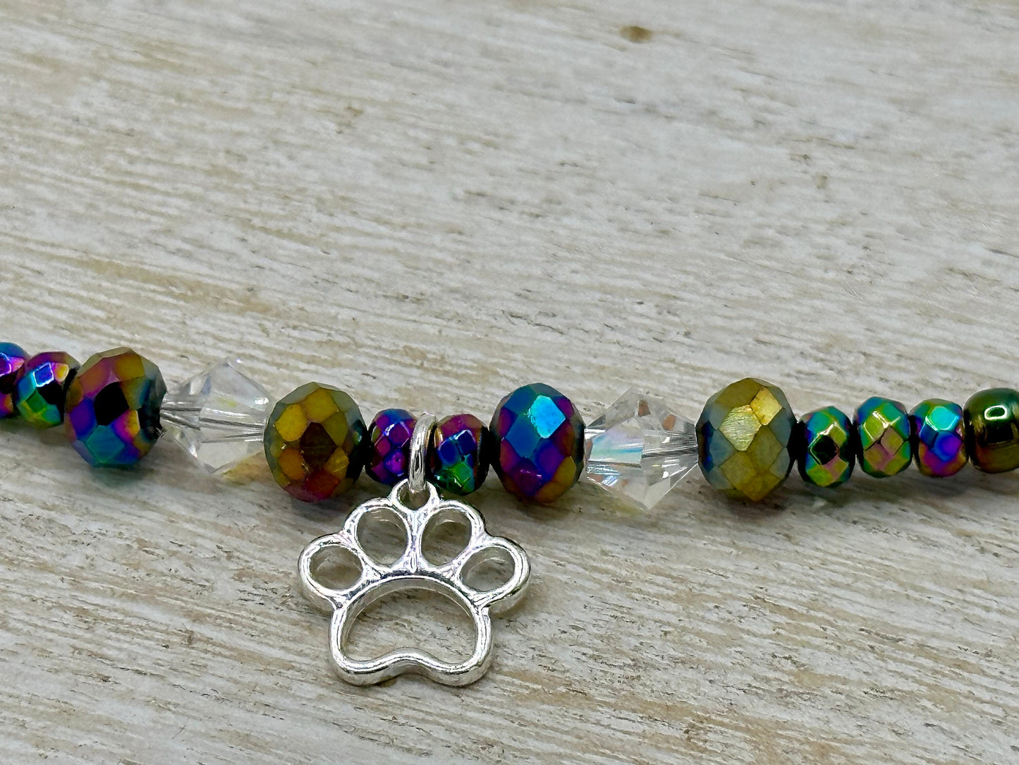 Crystal Beaded Dog Paw Sweater Clip, Shawl Clip
