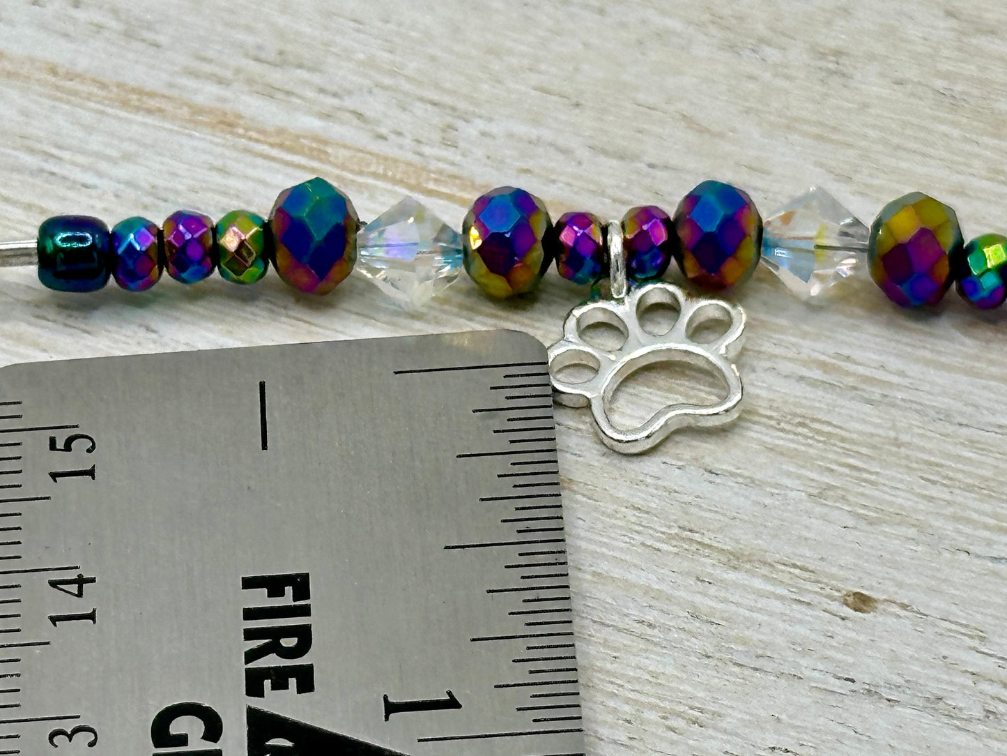 Crystal Beaded Dog Paw Sweater Clip, Shawl Clip