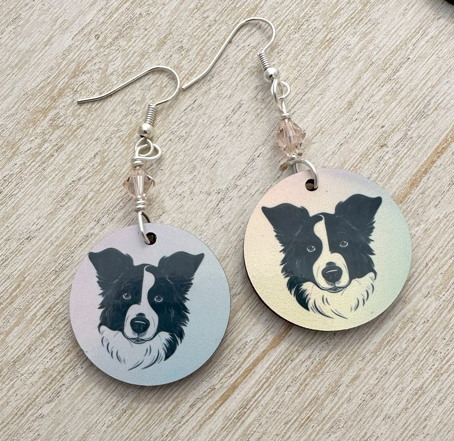 Border Collie Earrings, Silver Plated Ear Wires