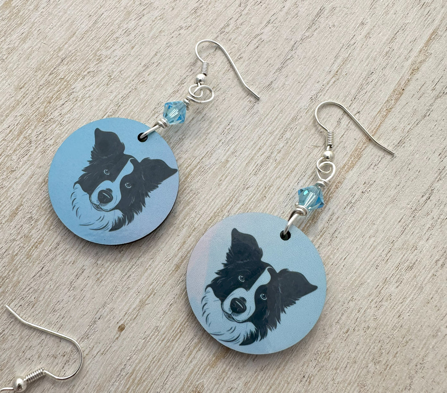 Border Collie Earrings, Silver Plated Ear Wires