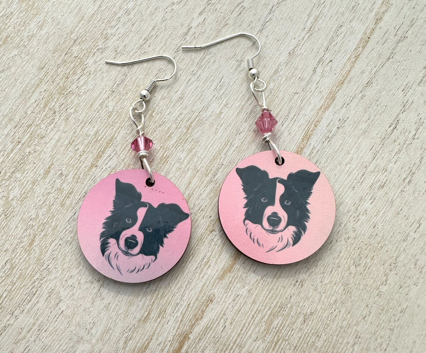 Border Collie Earrings, Silver Plated Ear Wires