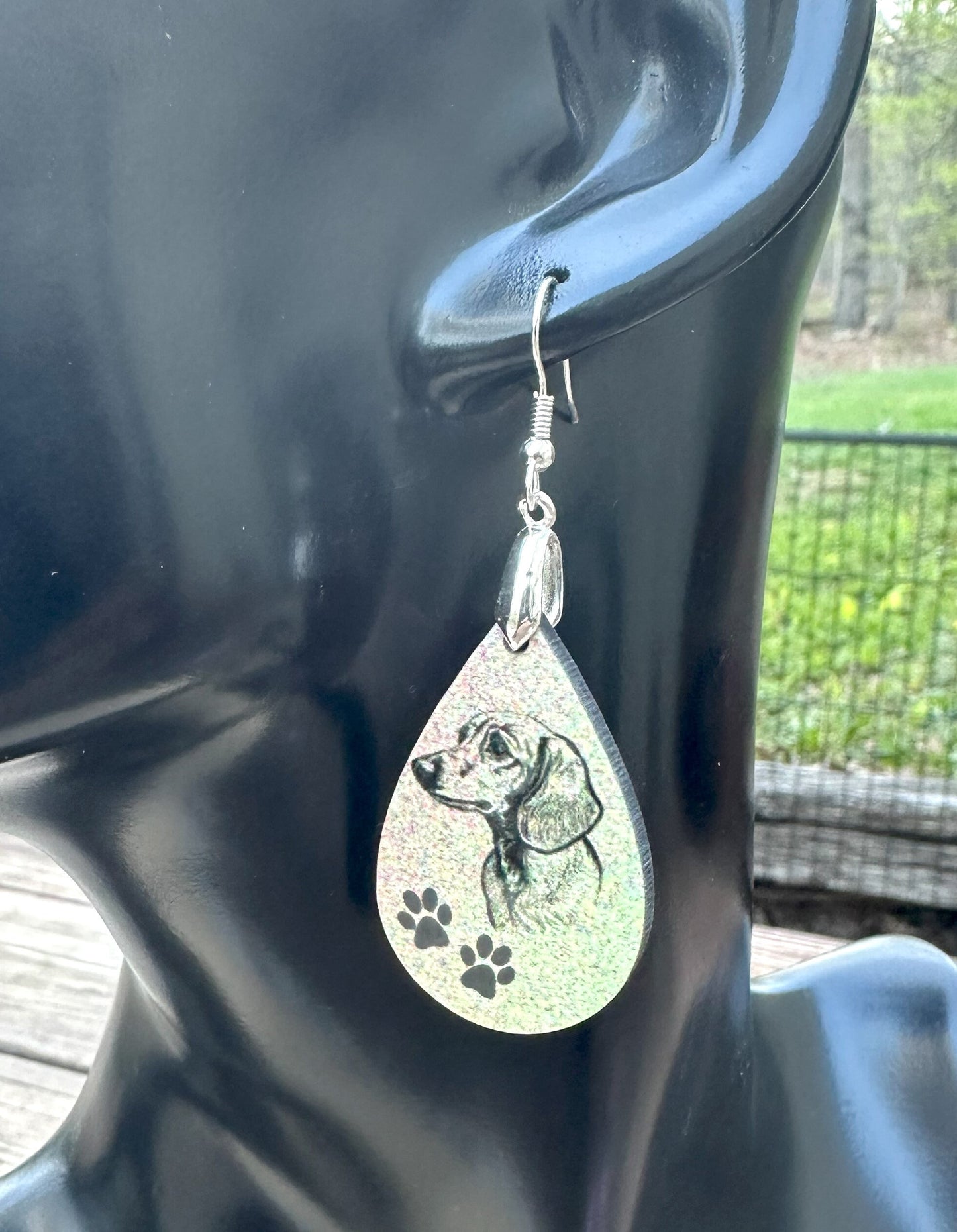 Dachshund Dog Breed Earrings, Silver Plated Ear Wires