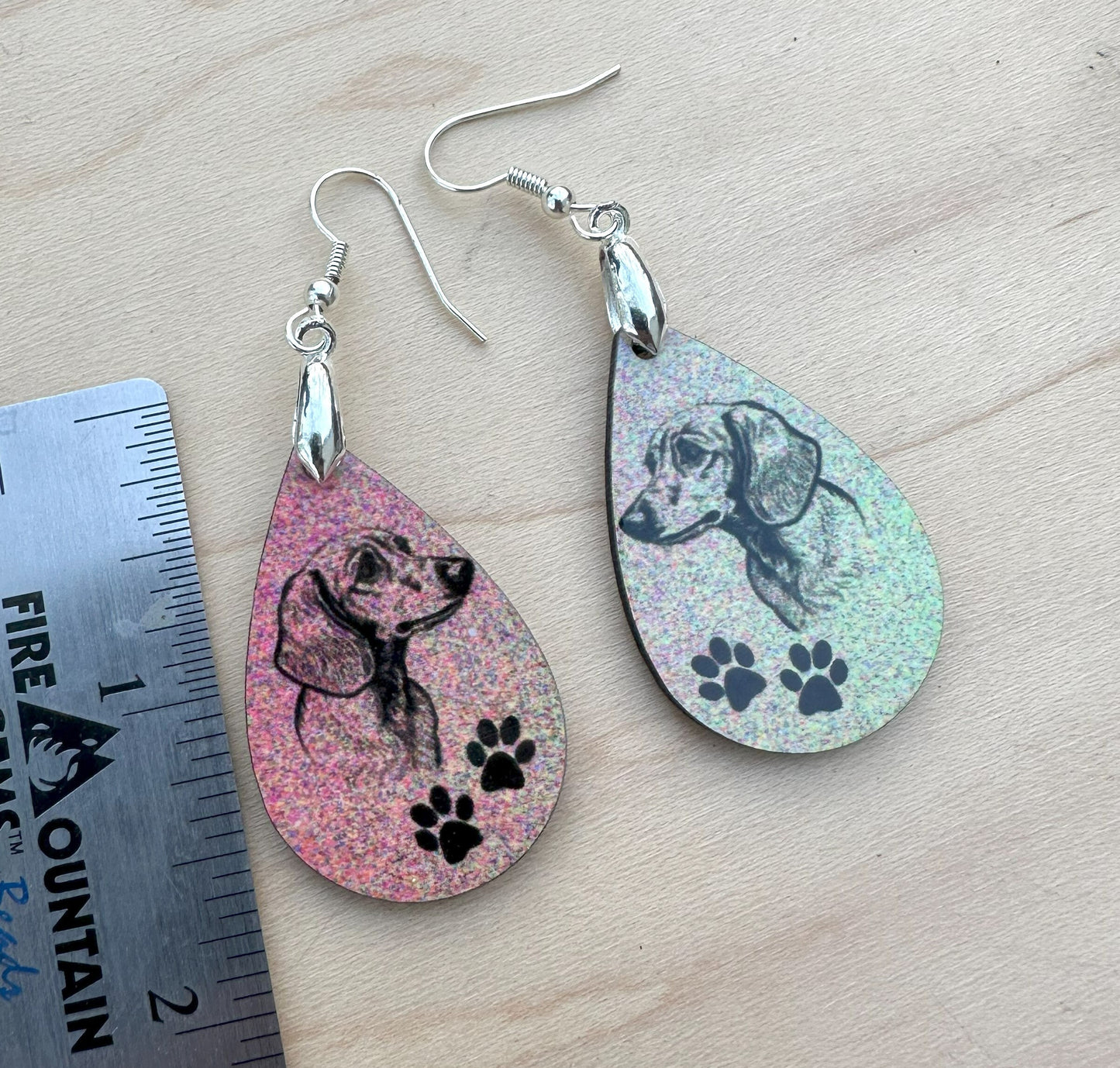 Dachshund Dog Breed Earrings, Silver Plated Ear Wires