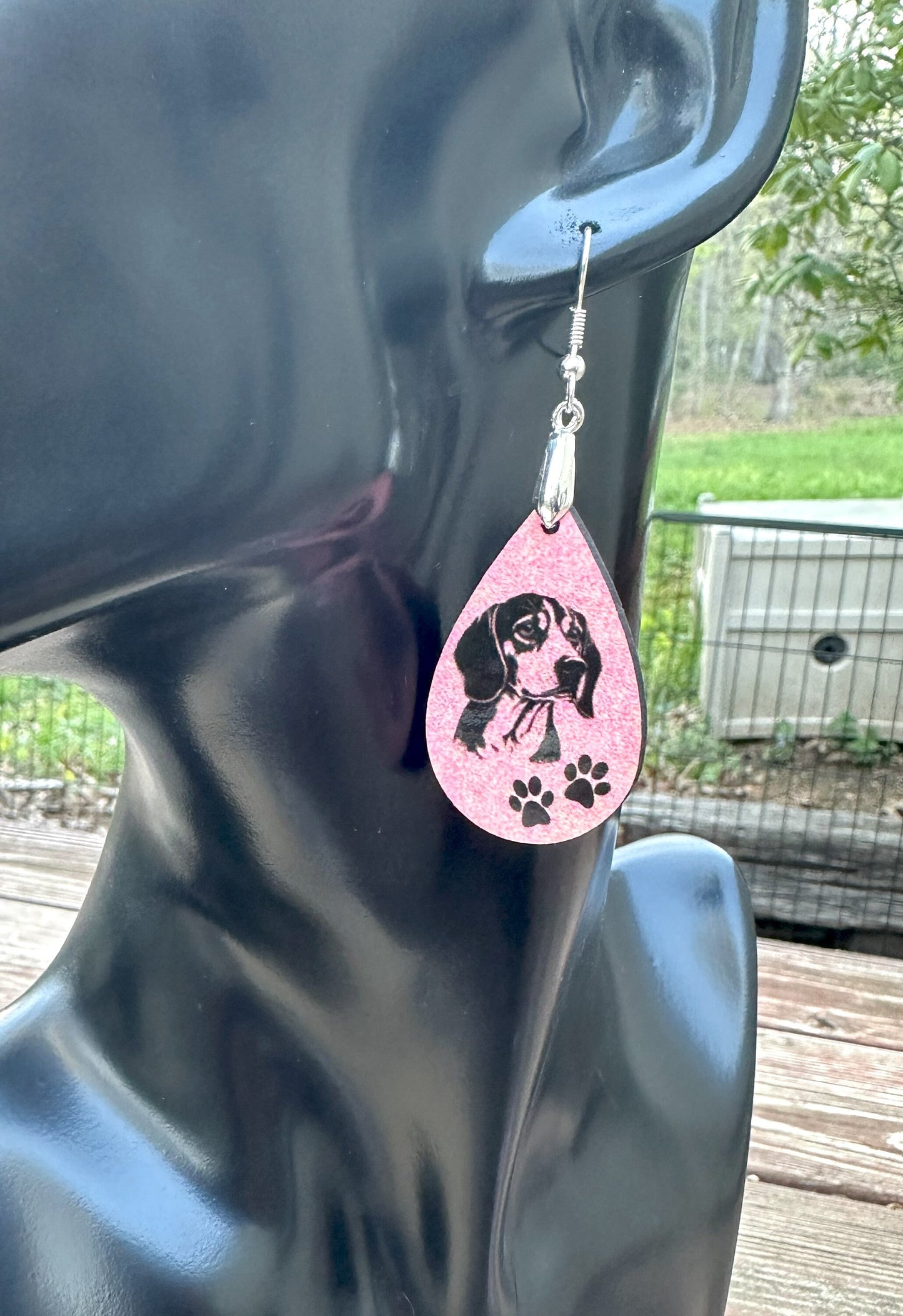 Beagle Dog Breed Earrings, Silver Plated Ear Wires