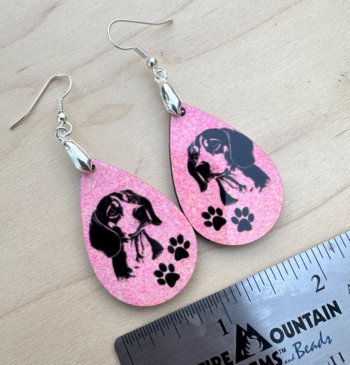 Beagle Dog Breed Earrings, Silver Plated Ear Wires
