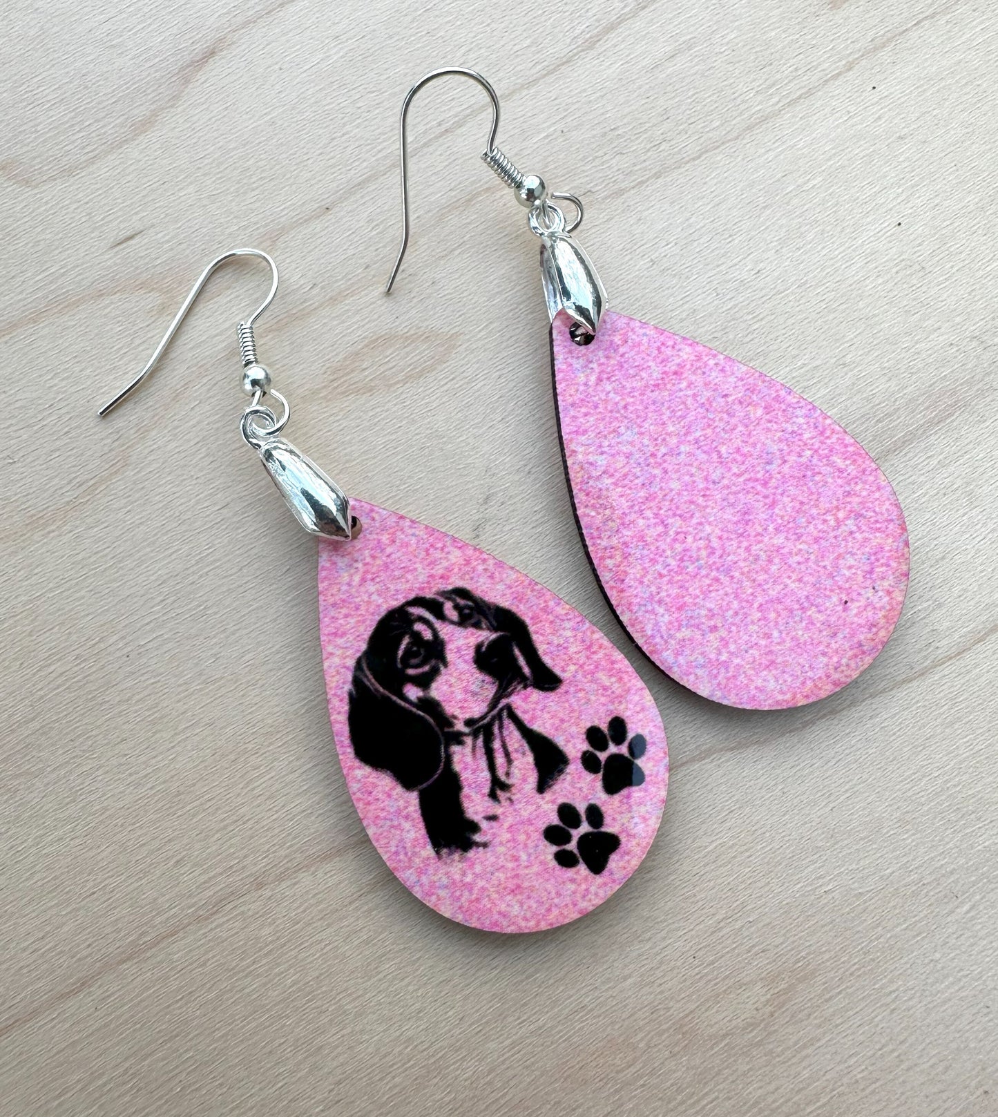 Beagle Dog Breed Earrings, Silver Plated Ear Wires