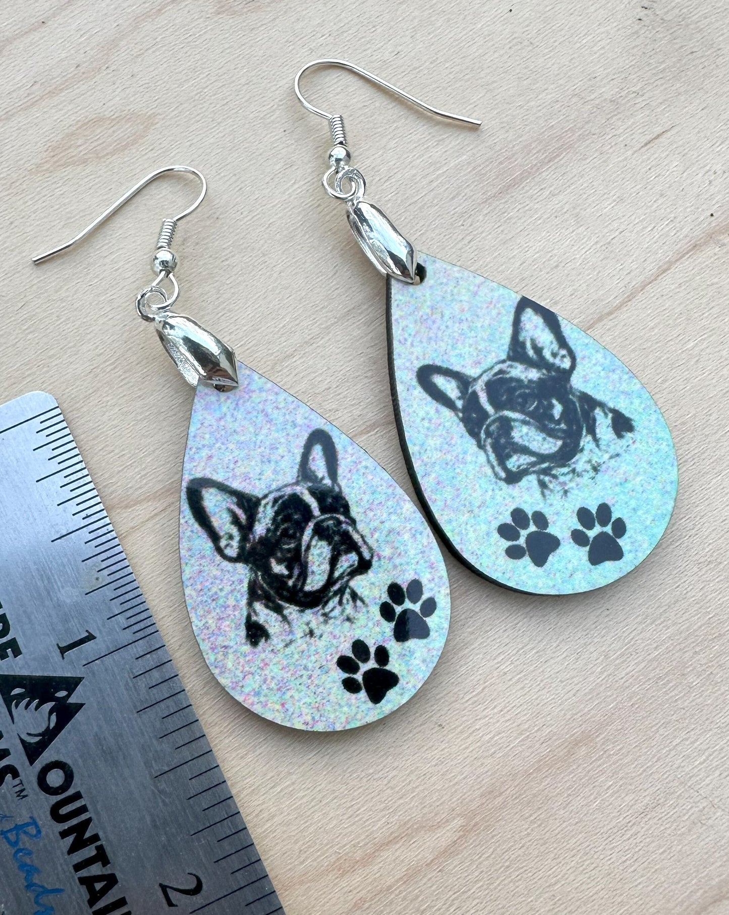 French Bulldog Dog Breed Earrings, Silver Plated Ear Wires