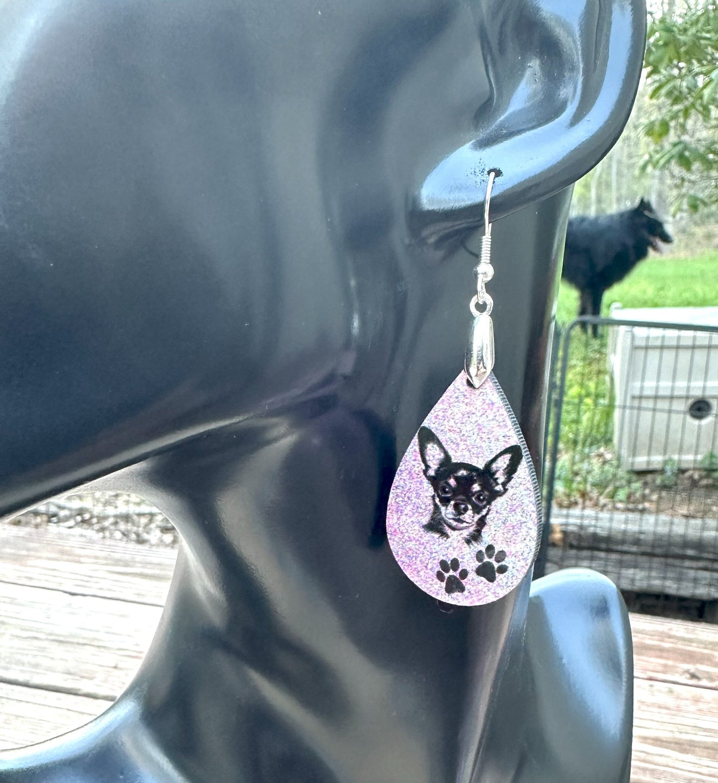 Chihuahua Dog Breed Earrings, Silver Plated Ear Wires