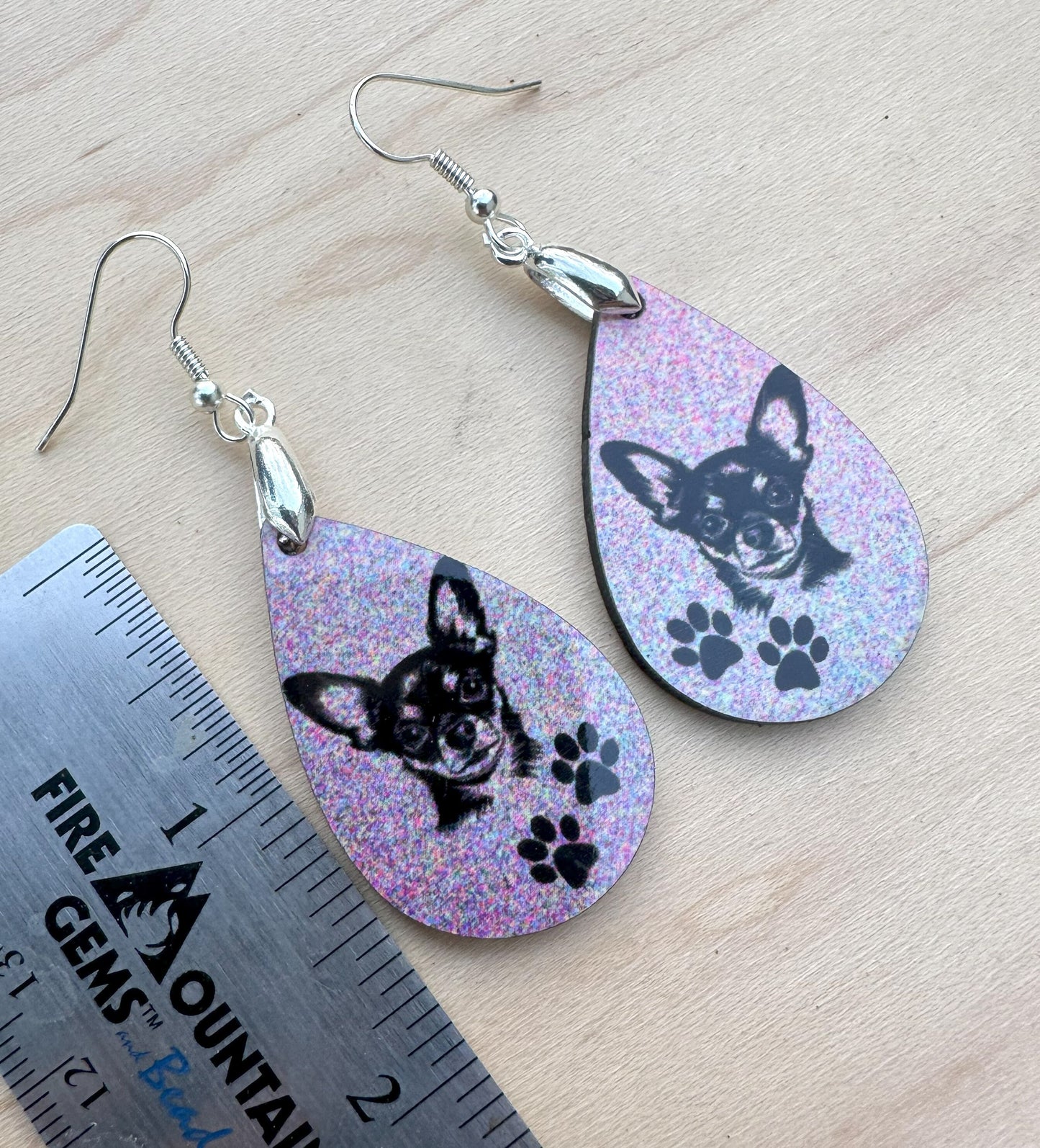 Chihuahua Dog Breed Earrings, Silver Plated Ear Wires