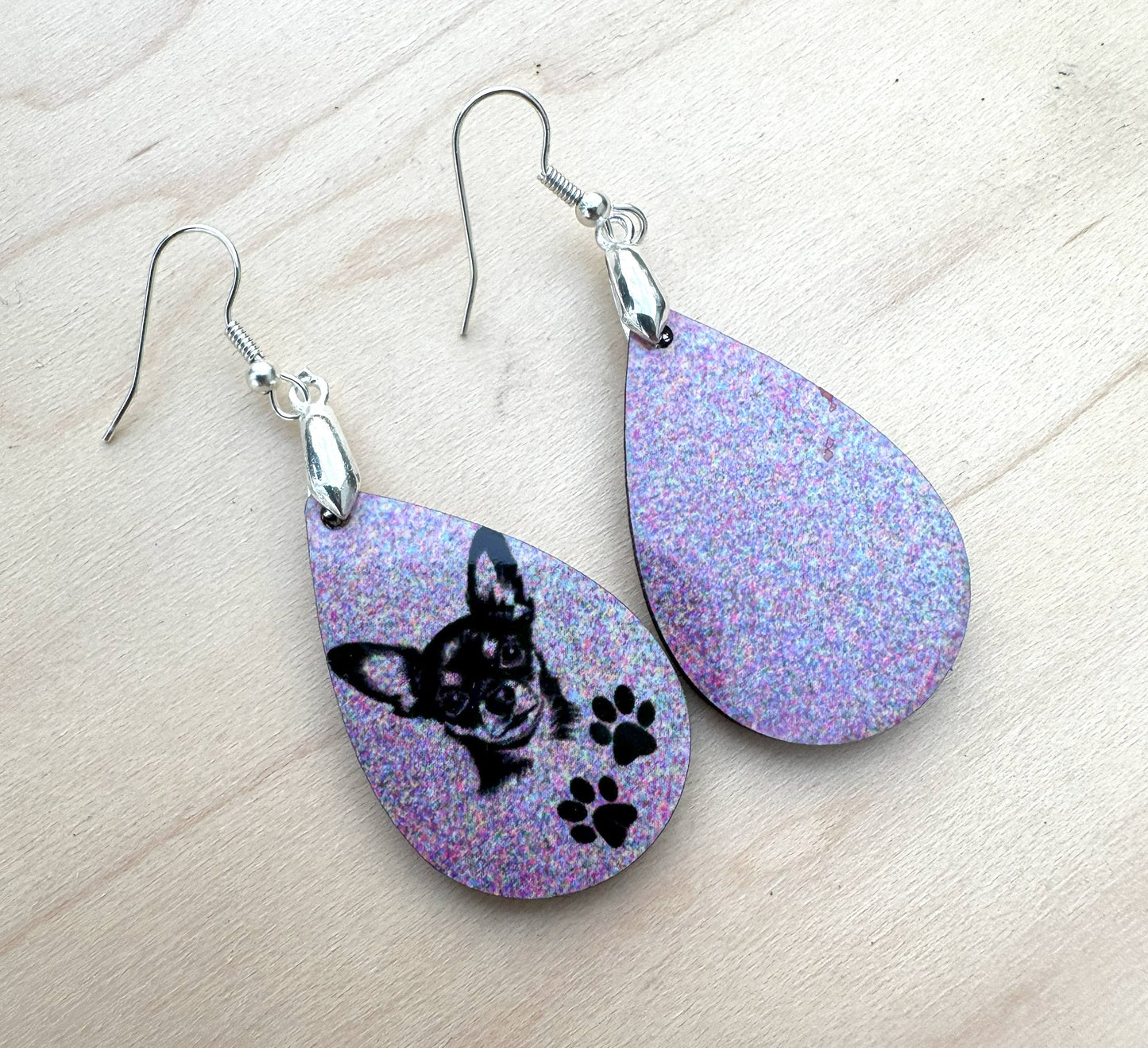 Chihuahua Dog Breed Earrings, Silver Plated Ear Wires