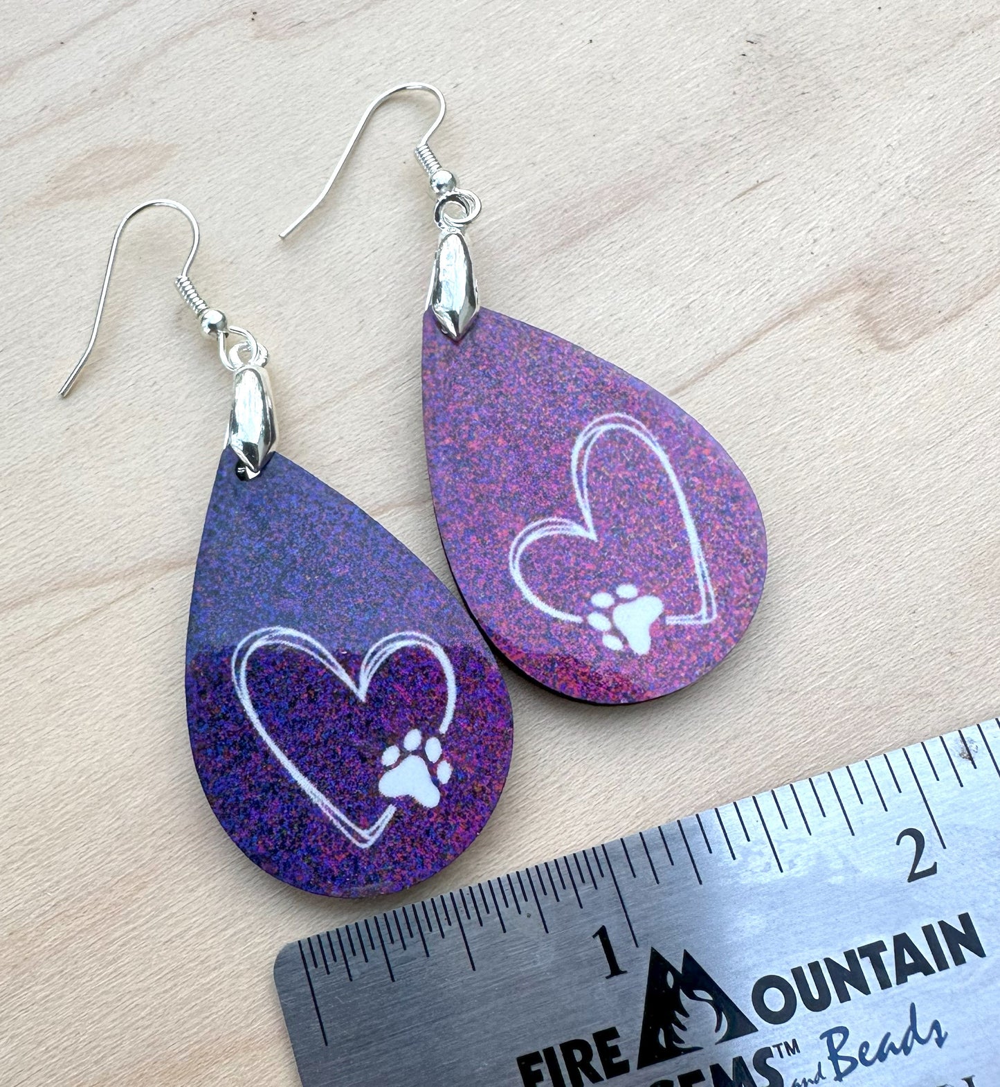 Heart Dog Earrings, Silver Plated Ear Wires