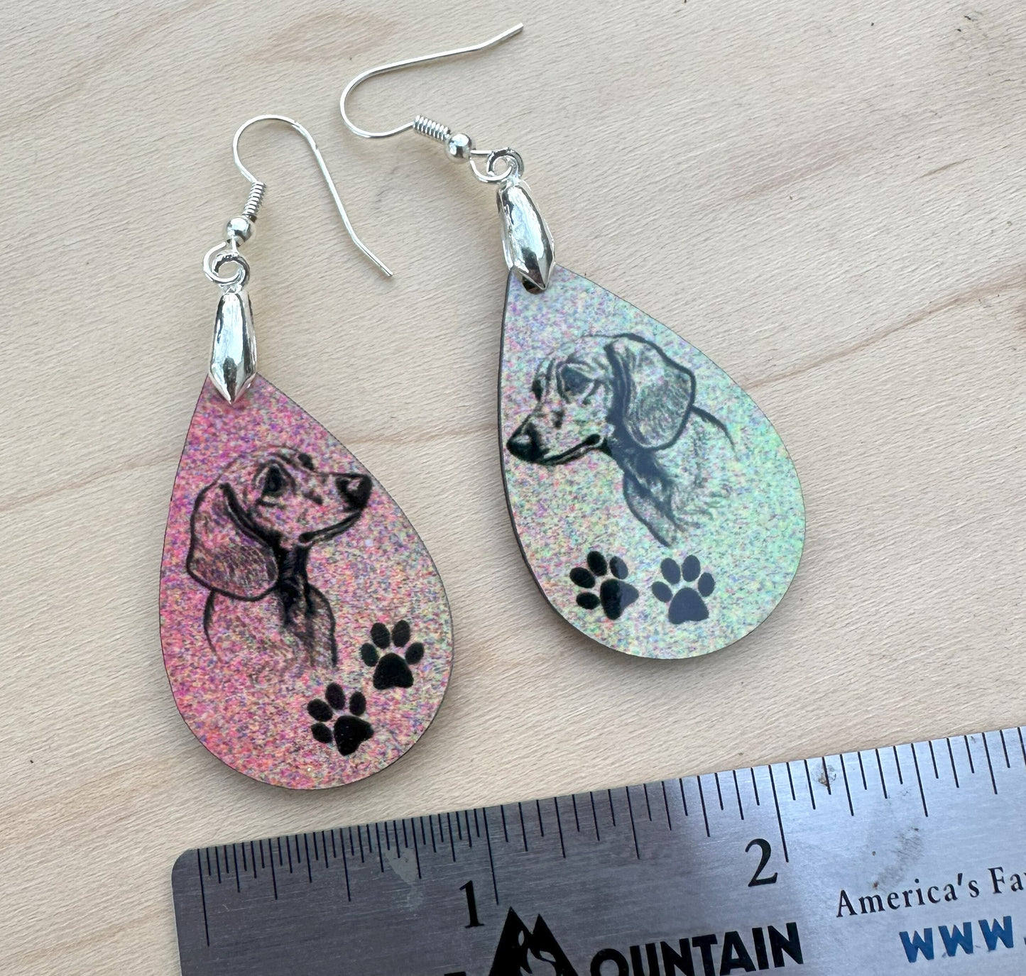 Dachshund Dog Breed Earrings, Silver Plated Ear Wires