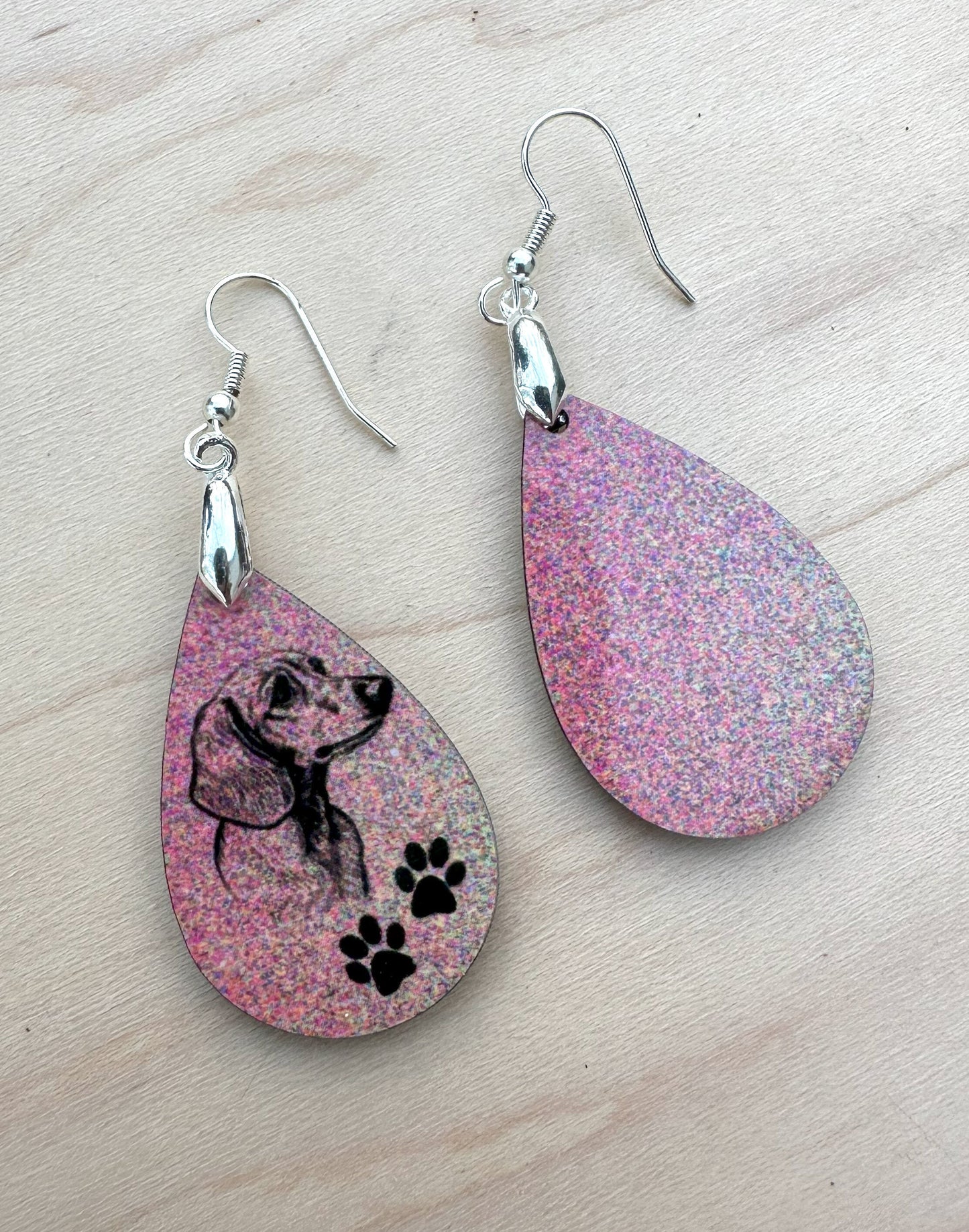 Dachshund Dog Breed Earrings, Silver Plated Ear Wires