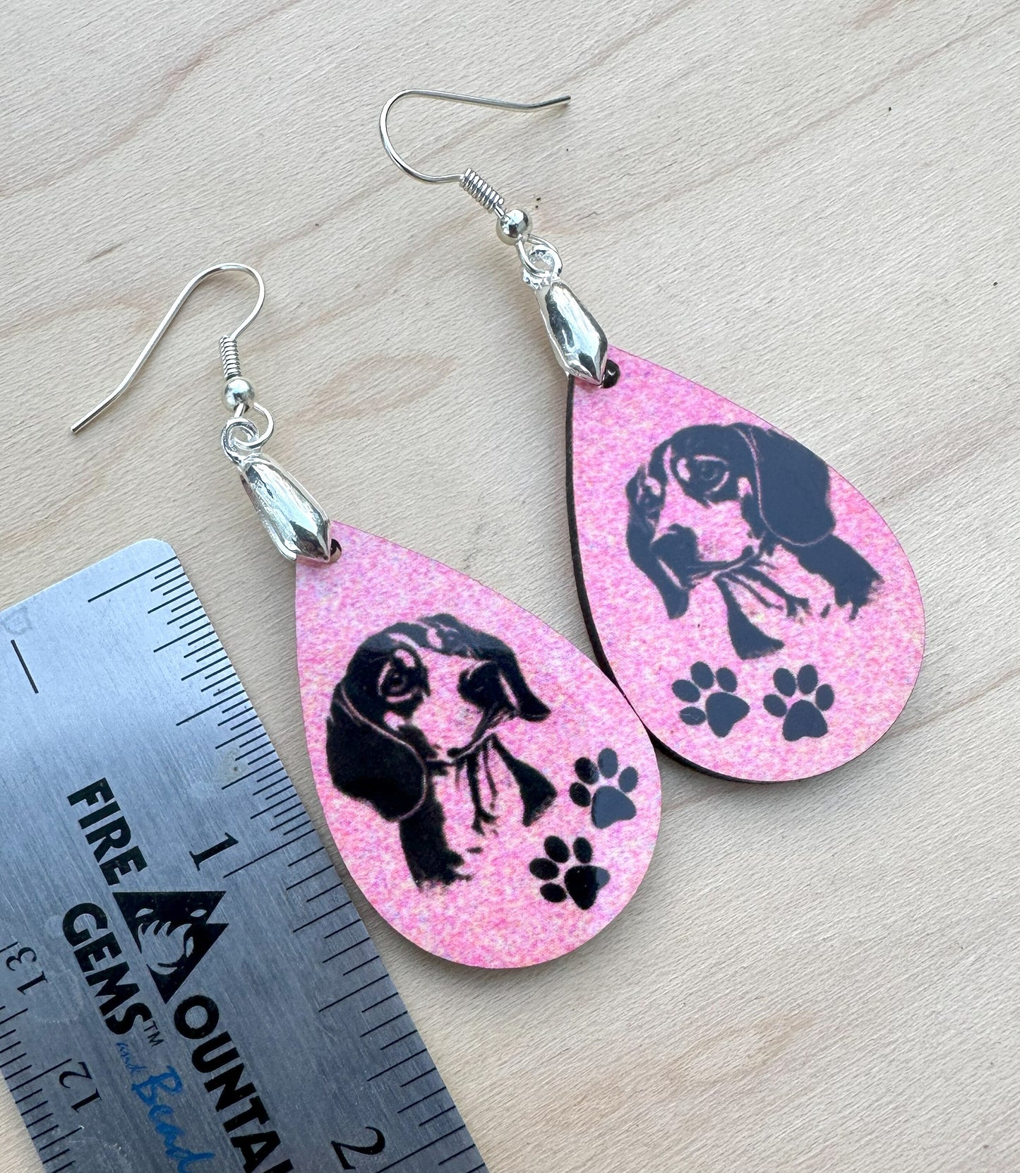 Beagle Dog Breed Earrings, Silver Plated Ear Wires