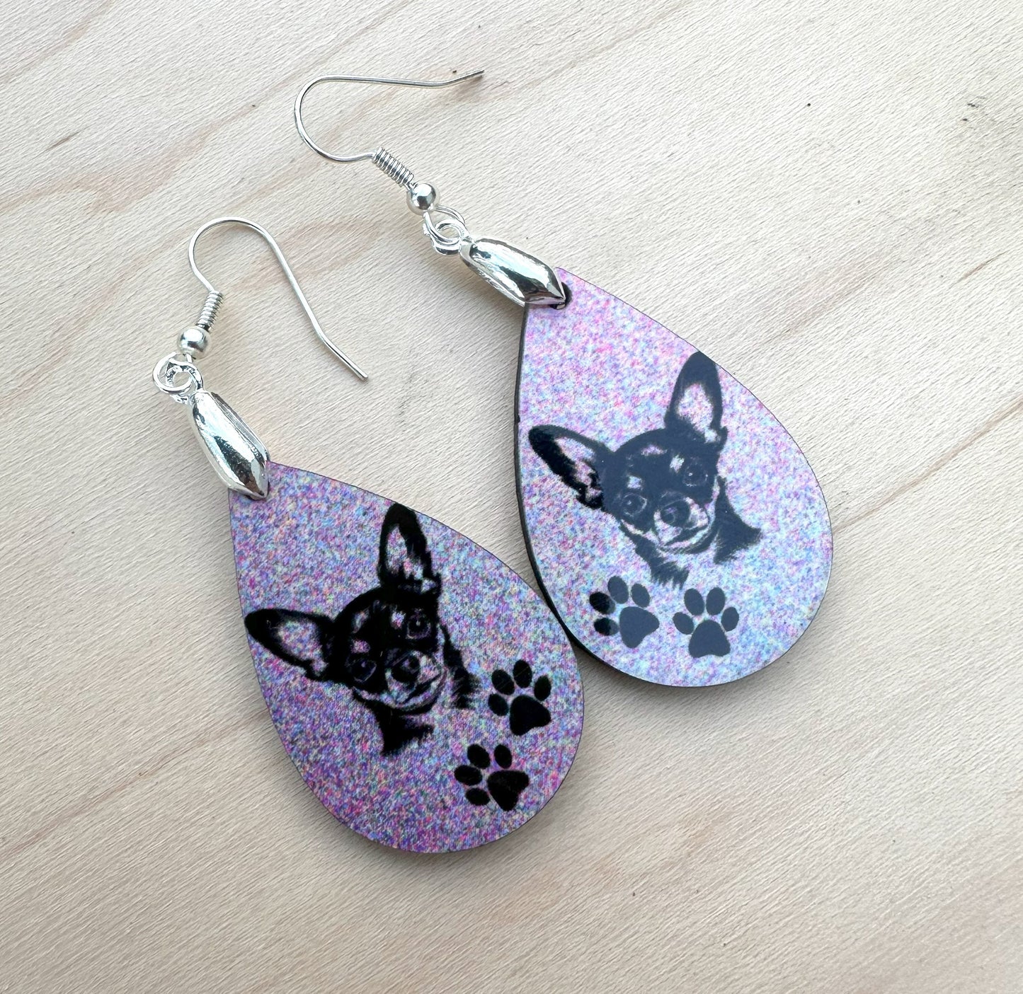Chihuahua Dog Breed Earrings, Silver Plated Ear Wires