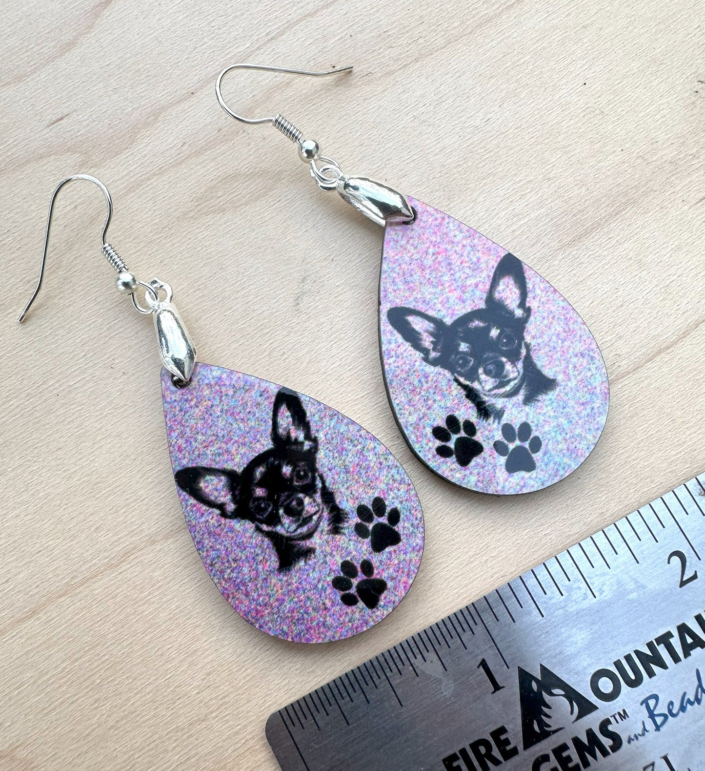 Chihuahua Dog Breed Earrings, Silver Plated Ear Wires