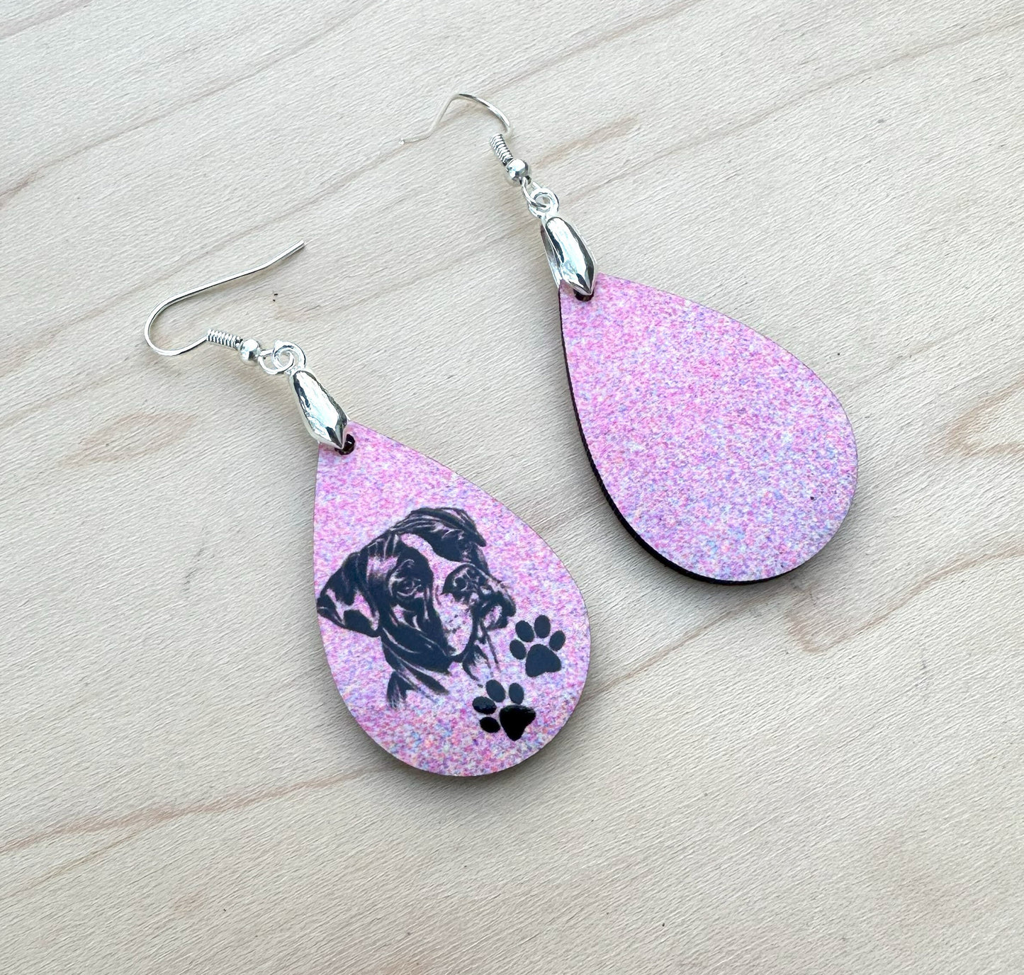 Boxer Dog Breed Earrings, Silver Plated Ear Wires