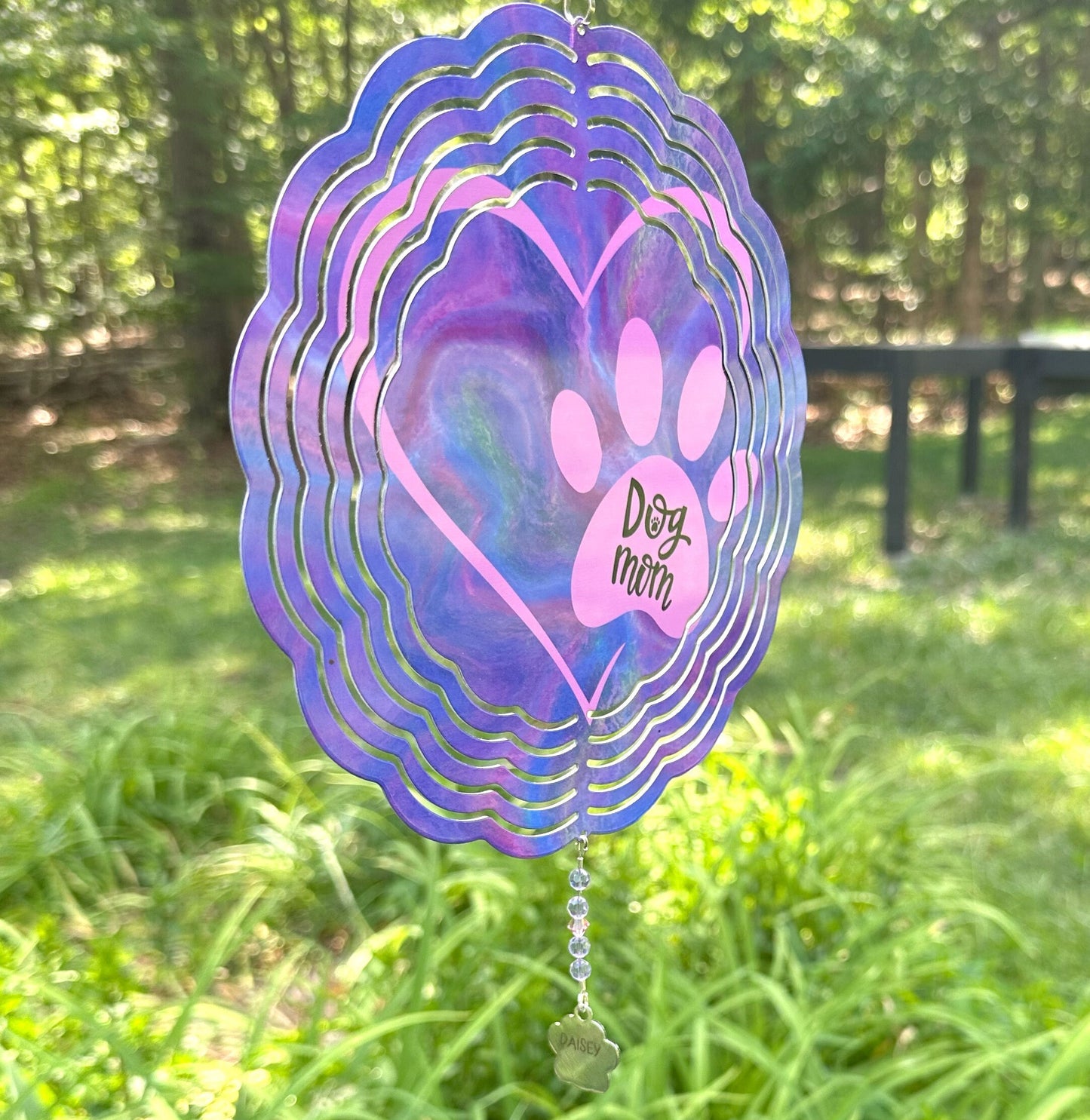 Personalized Dog Mom Aluminum Wind Spinner Gift, 8"