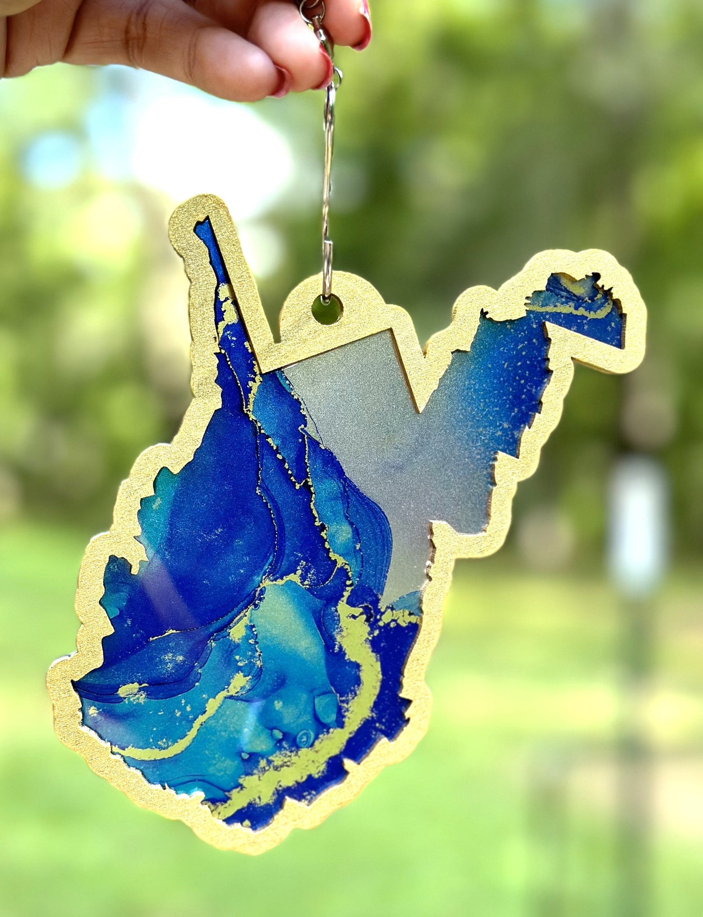 West Virginia Suncatcher, Blue and Gold WV
