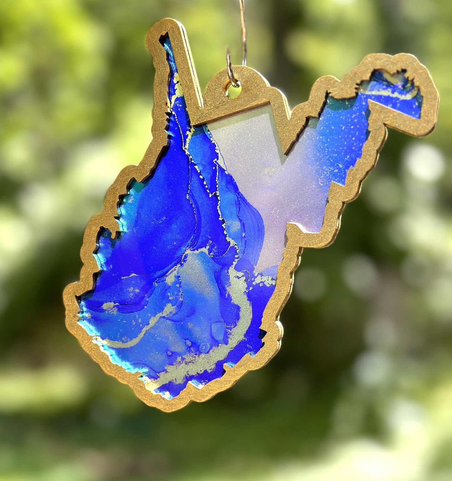 West Virginia Suncatcher, Blue and Gold WV