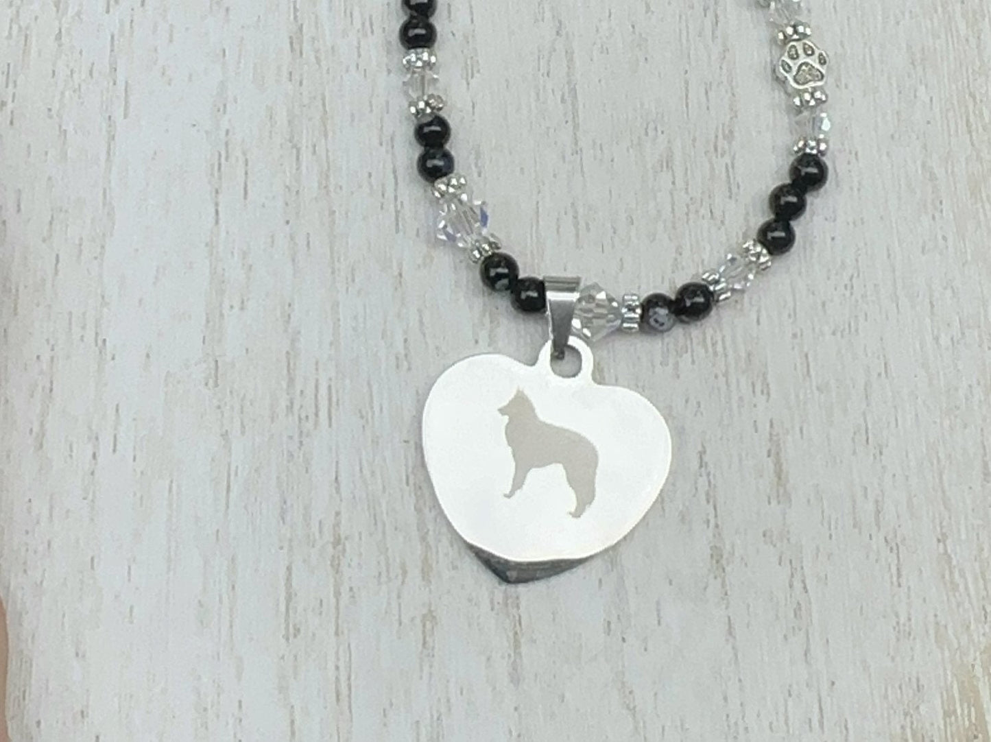 Handmade Belgian Sheepdog Necklace, 20"