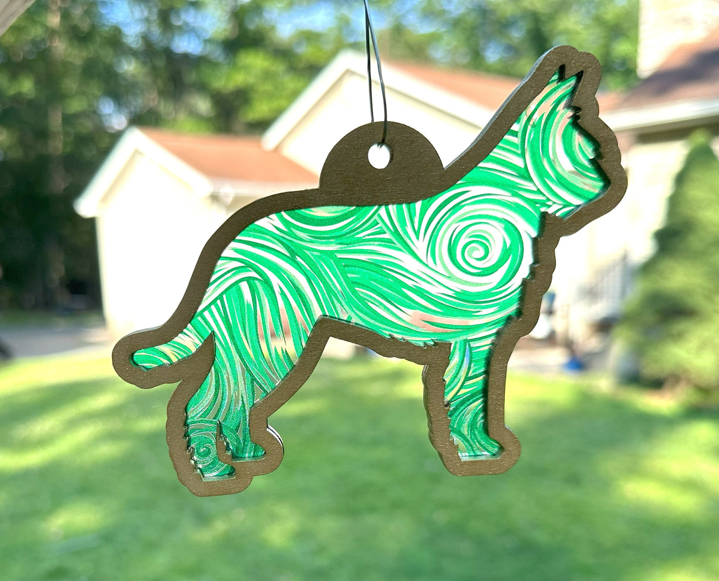 Berger Picard Sun Catcher, Gold and Green, Window Decoration