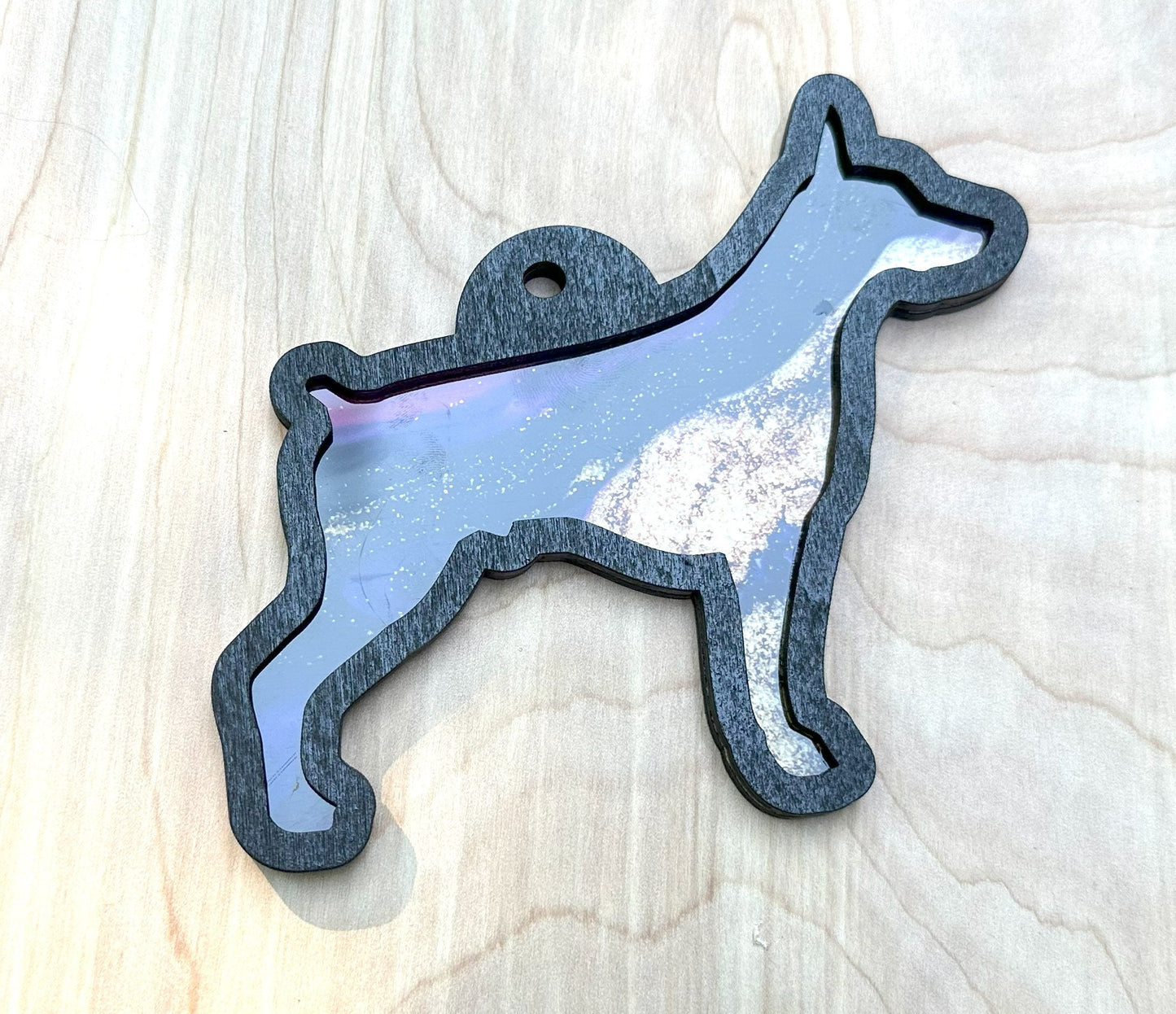 Doberman Pinscher Sun Catcher, Gold Rush Acrylic, Window Decoration