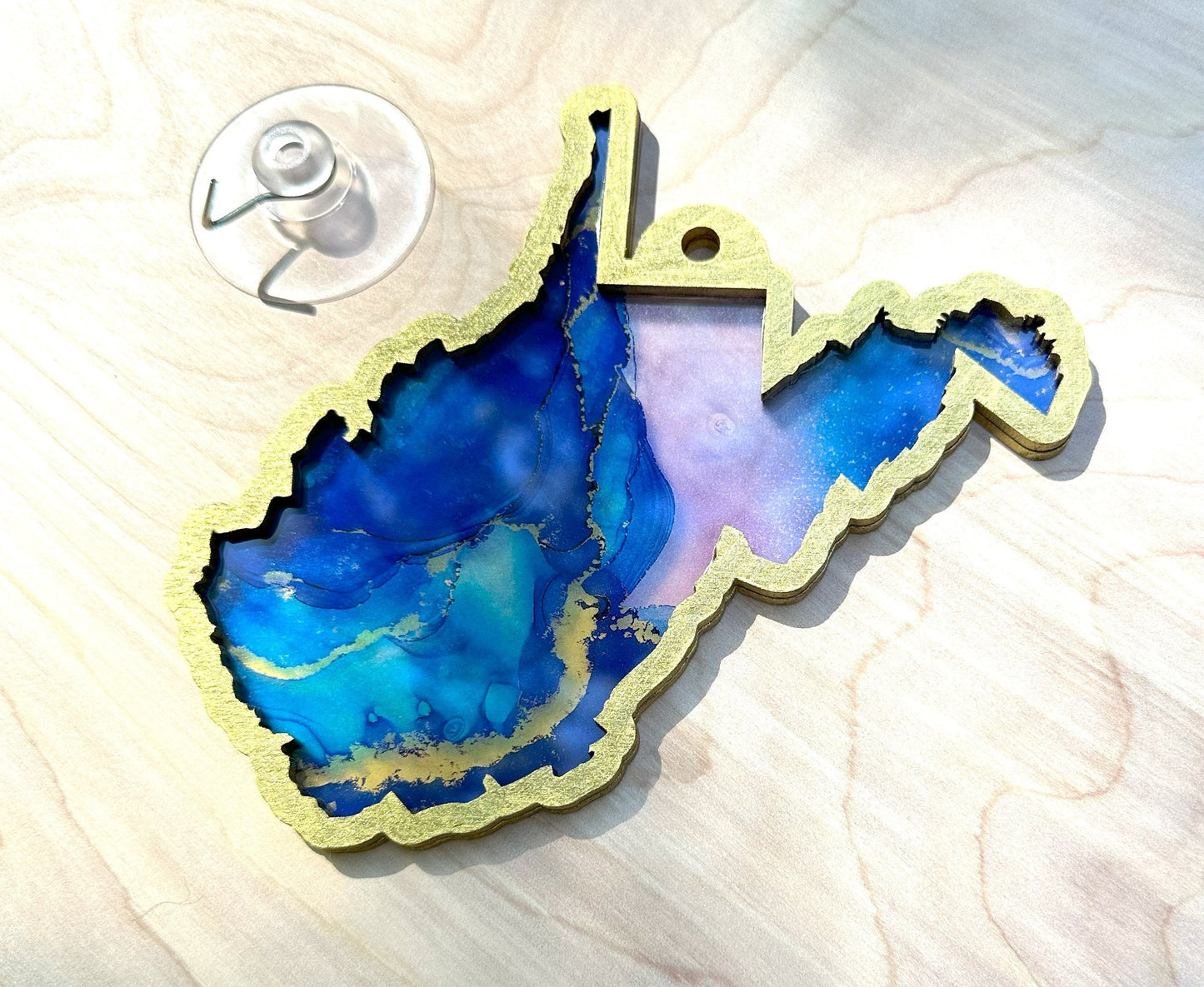 West Virginia Suncatcher, Blue and Gold WV