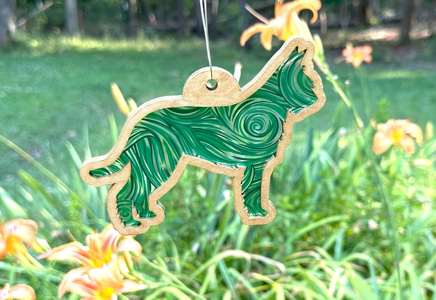 Berger Picard Sun Catcher, Gold and Green, Window Decoration