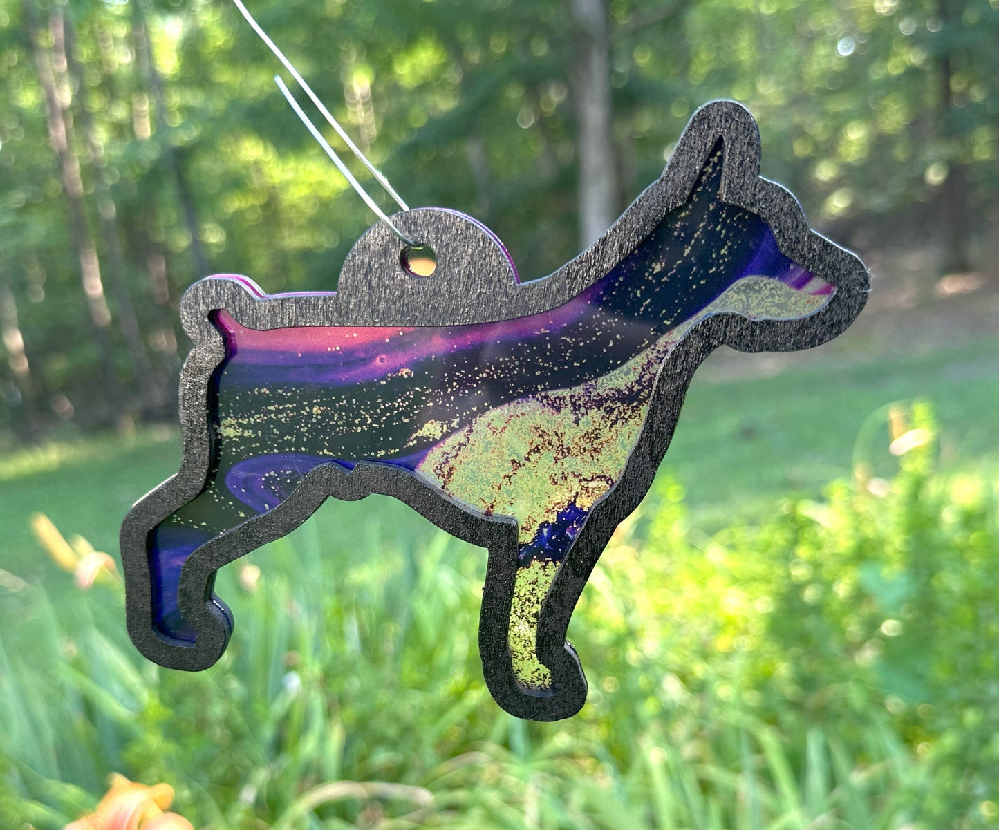 Doberman Pinscher Sun Catcher, Gold Rush Acrylic, Window Decoration