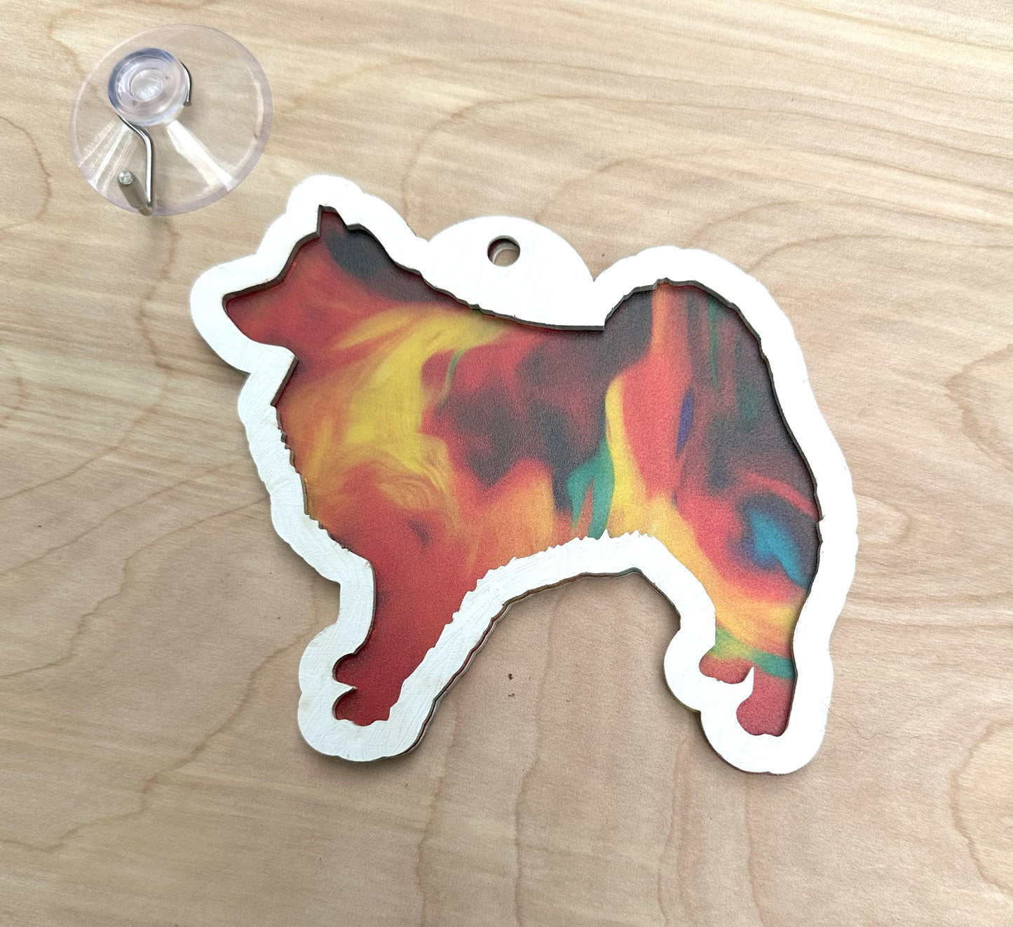 American Eskimo Suncatcher, Hand Painted Double Sided, Dog Lover Gift