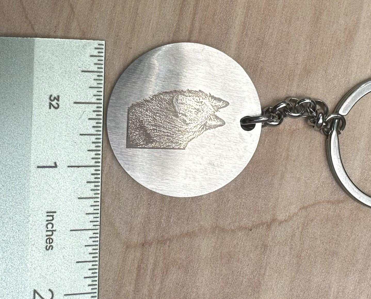 Custom Pet Portrait Stainless Steel Keychain with Text