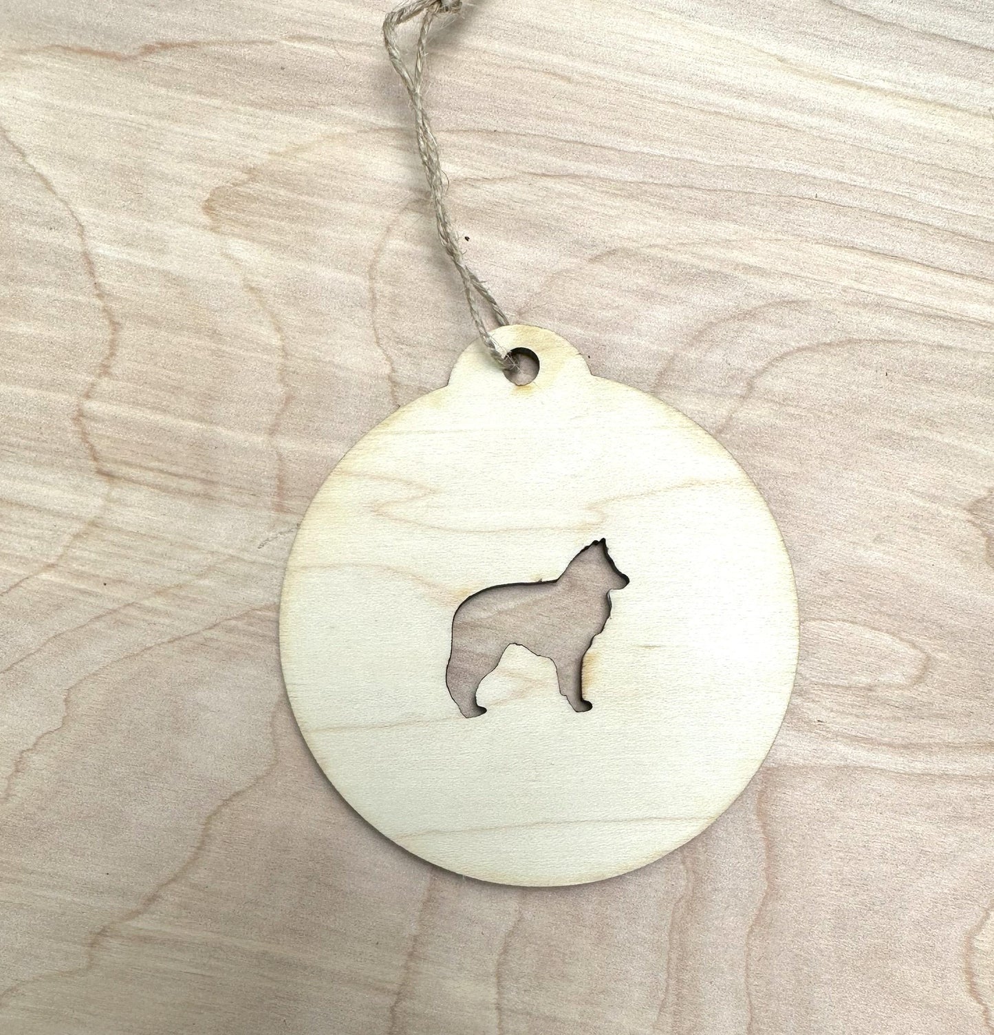 Belgian Sheepdog Christmas Ornament, Maple Wood Laser Cut and Engraved