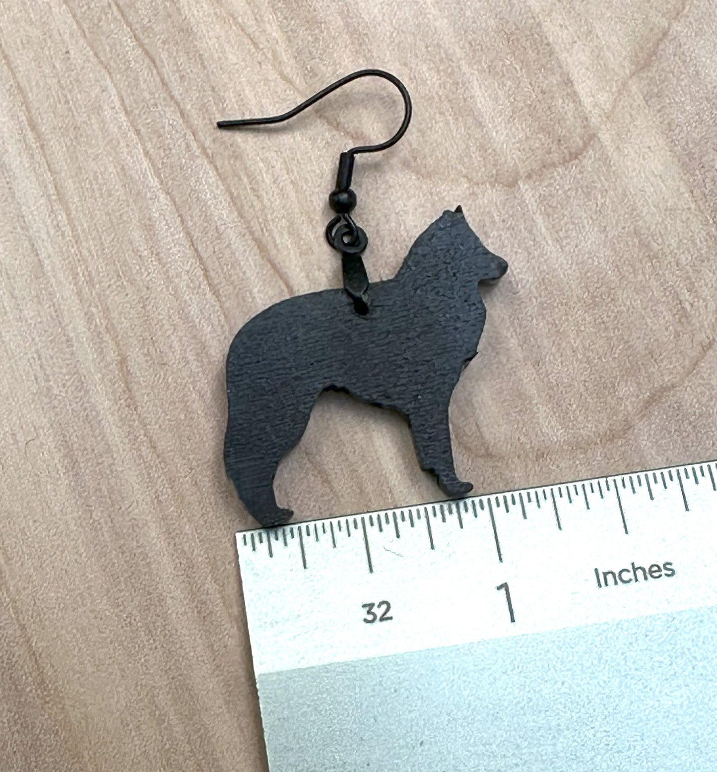 Belgian Sheepdog Wood Earrings, Hand Painted with Stainless Steel Ear Wires
