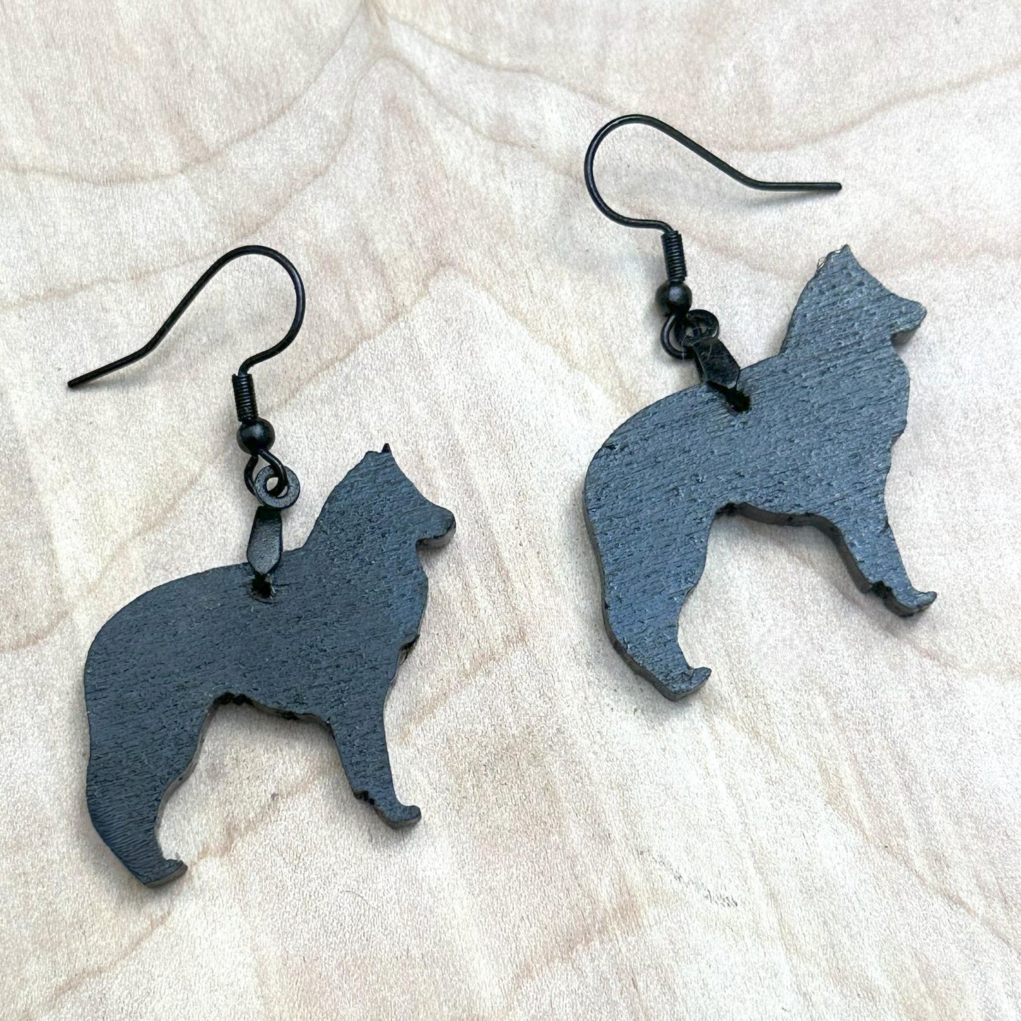 Belgian Sheepdog Wood Earrings, Hand Painted with Stainless Steel Ear Wires