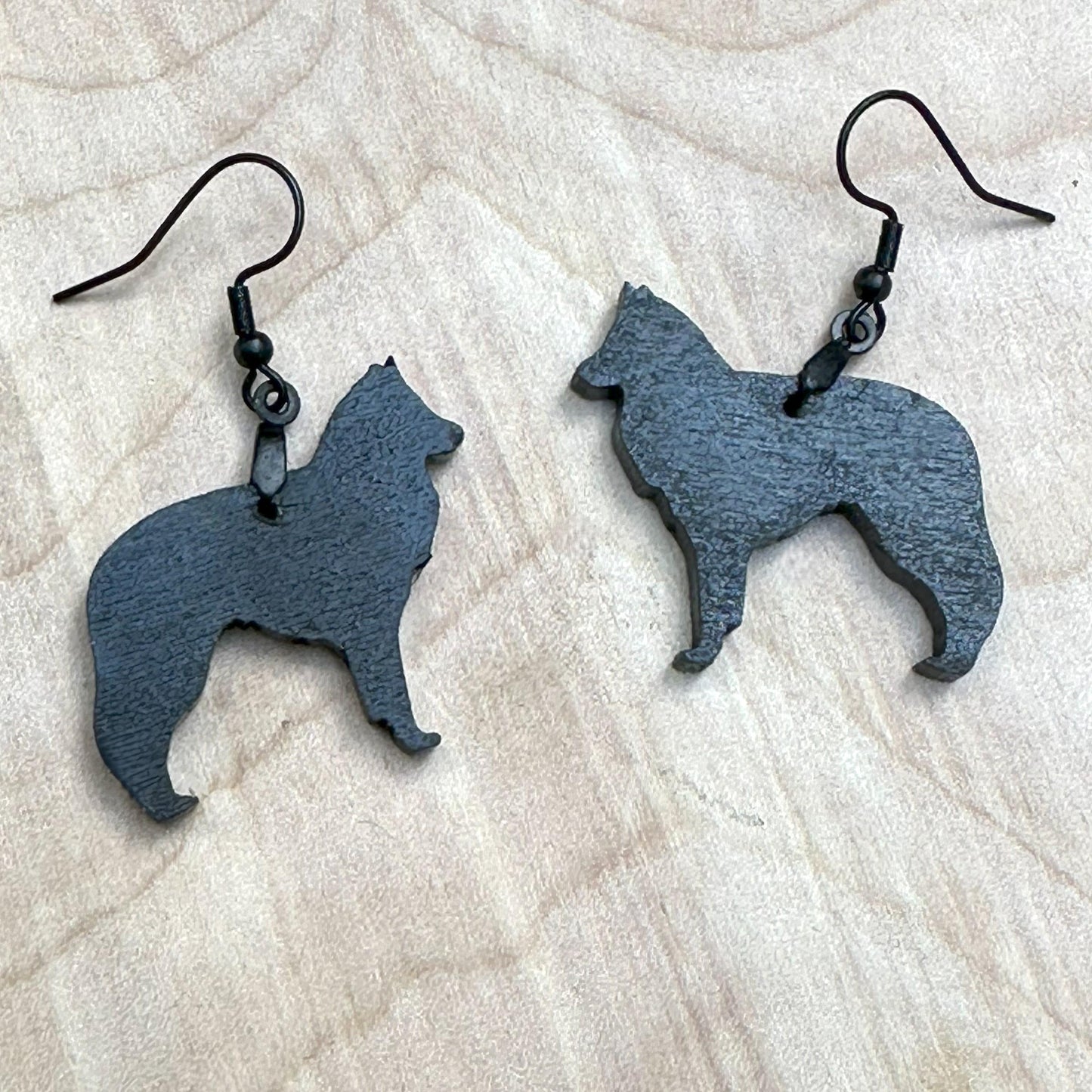 Belgian Sheepdog Wood Earrings, Hand Painted with Stainless Steel Ear Wires
