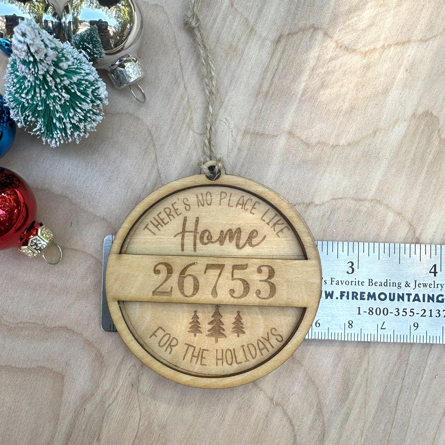 Personalized Engraved Rustic Zip Code Ornament